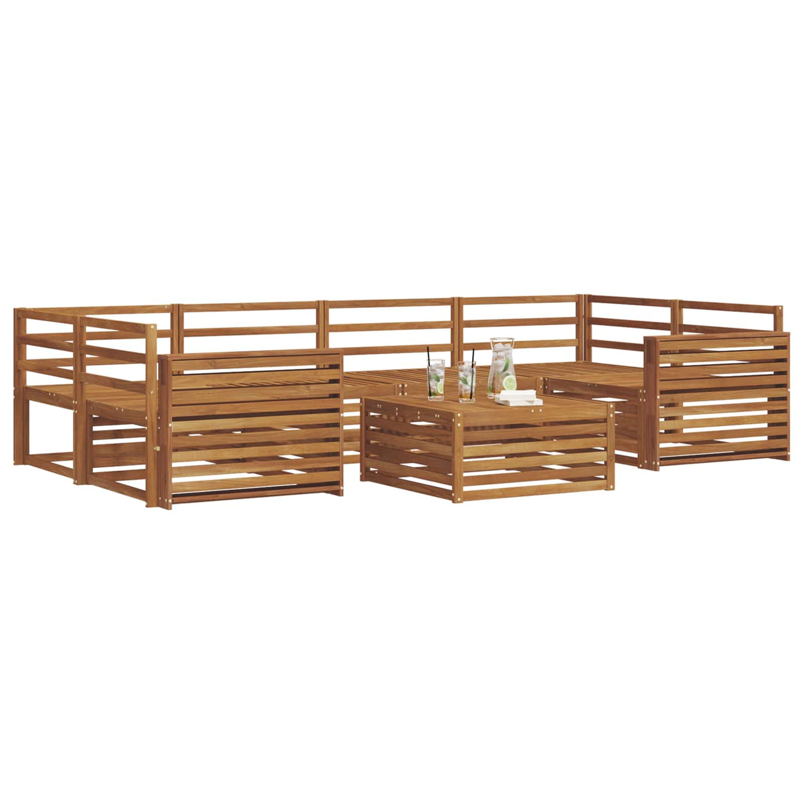 vidaXL Outdoor Sofa Set 7 pcs Natural Solid Acacia Wood 3