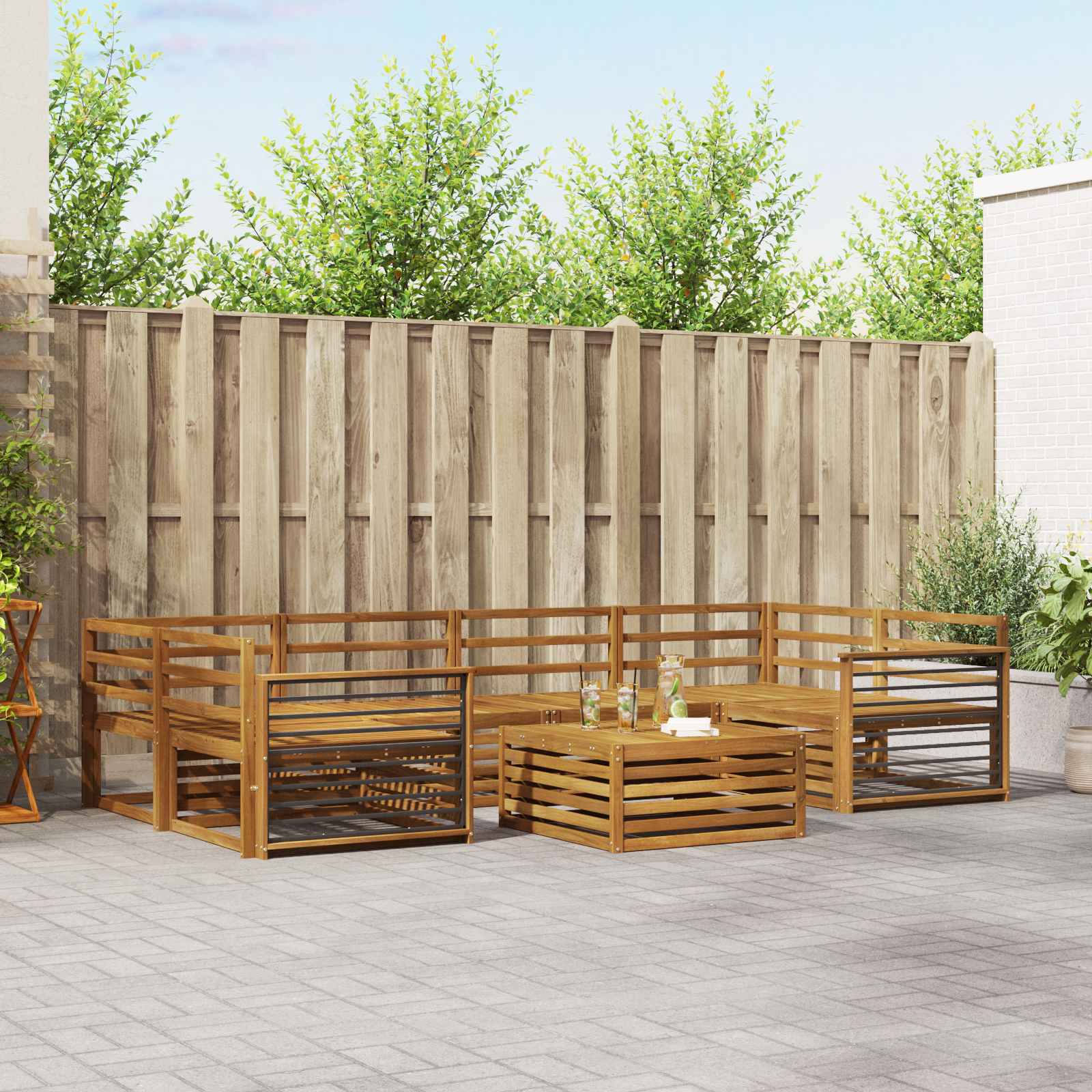vidaXL Outdoor Sofa Set 7 pcs Natural Solid Acacia Wood 1