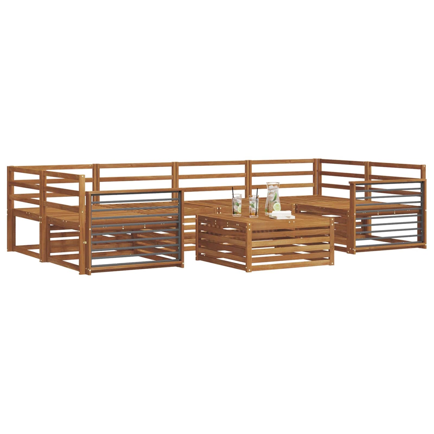 vidaXL Outdoor Sofa Set 7 pcs Natural Solid Acacia Wood 3