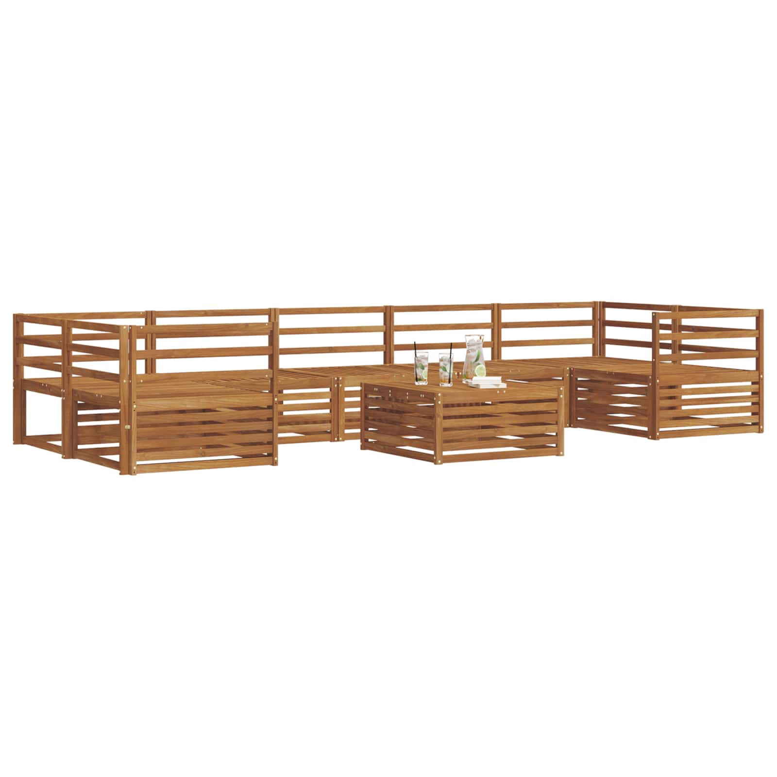vidaXL Outdoor Sofa Set 8 pcs Natural Solid Acacia Wood 3
