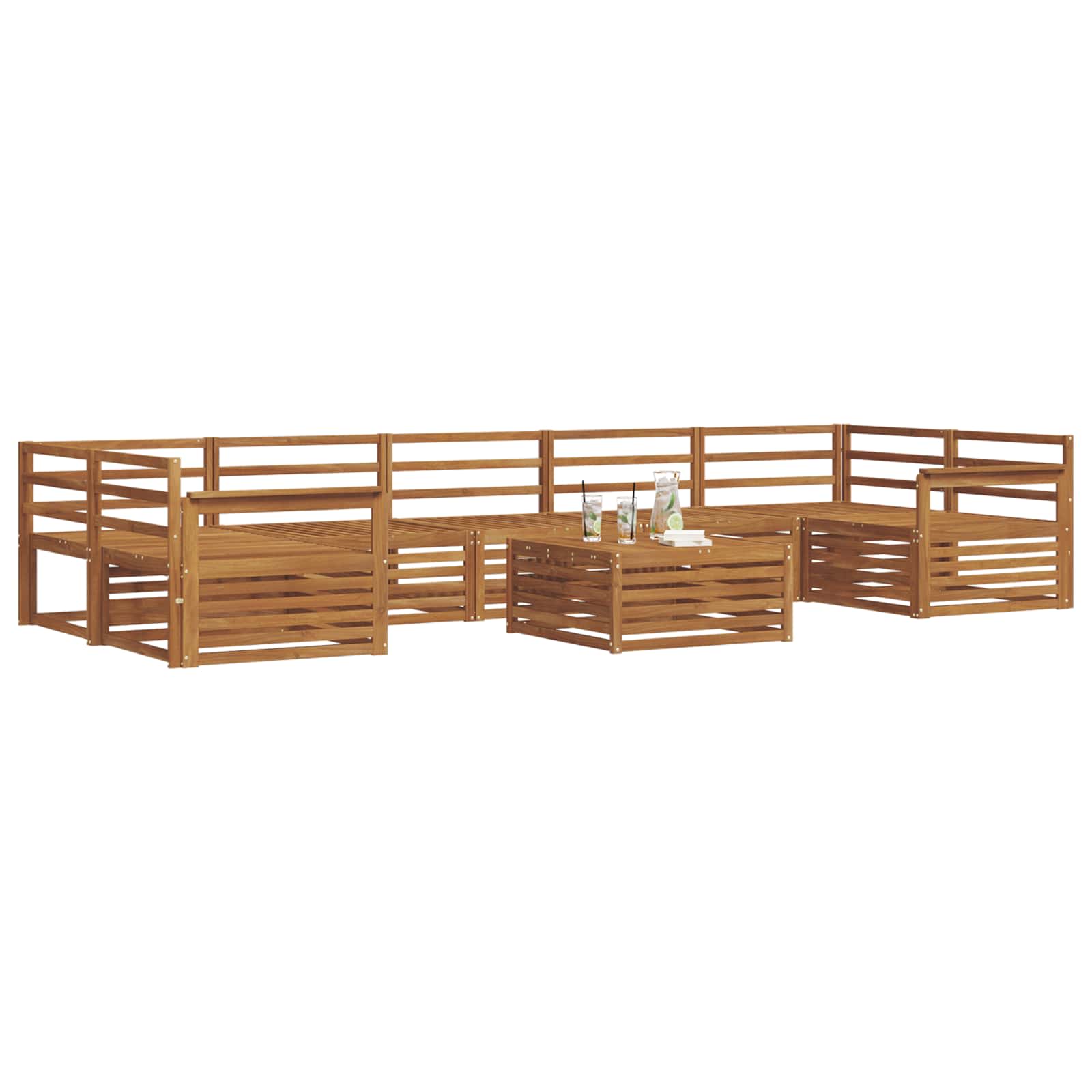 vidaXL Outdoor Sofa Set 8 pcs Natural Solid Acacia Wood 3