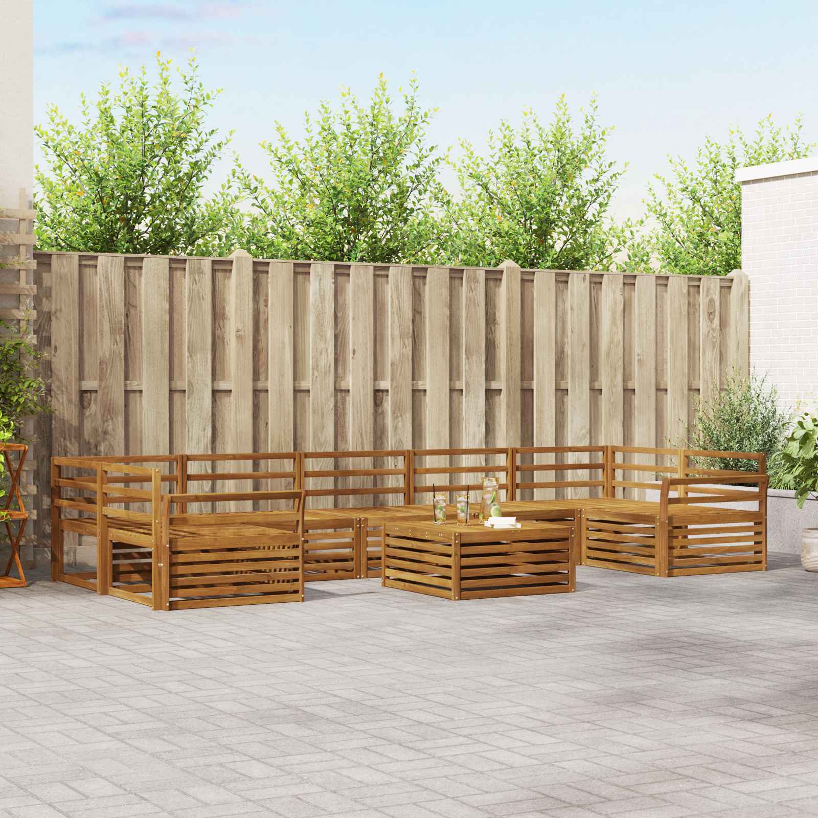 vidaXL Outdoor Sofa Set 8 pcs Natural Solid Acacia Wood 1