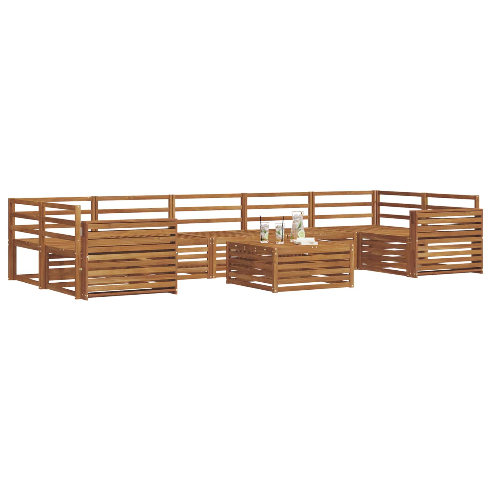 vidaXL Outdoor Sofa Set 8 pcs Natural Solid Acacia Wood 3