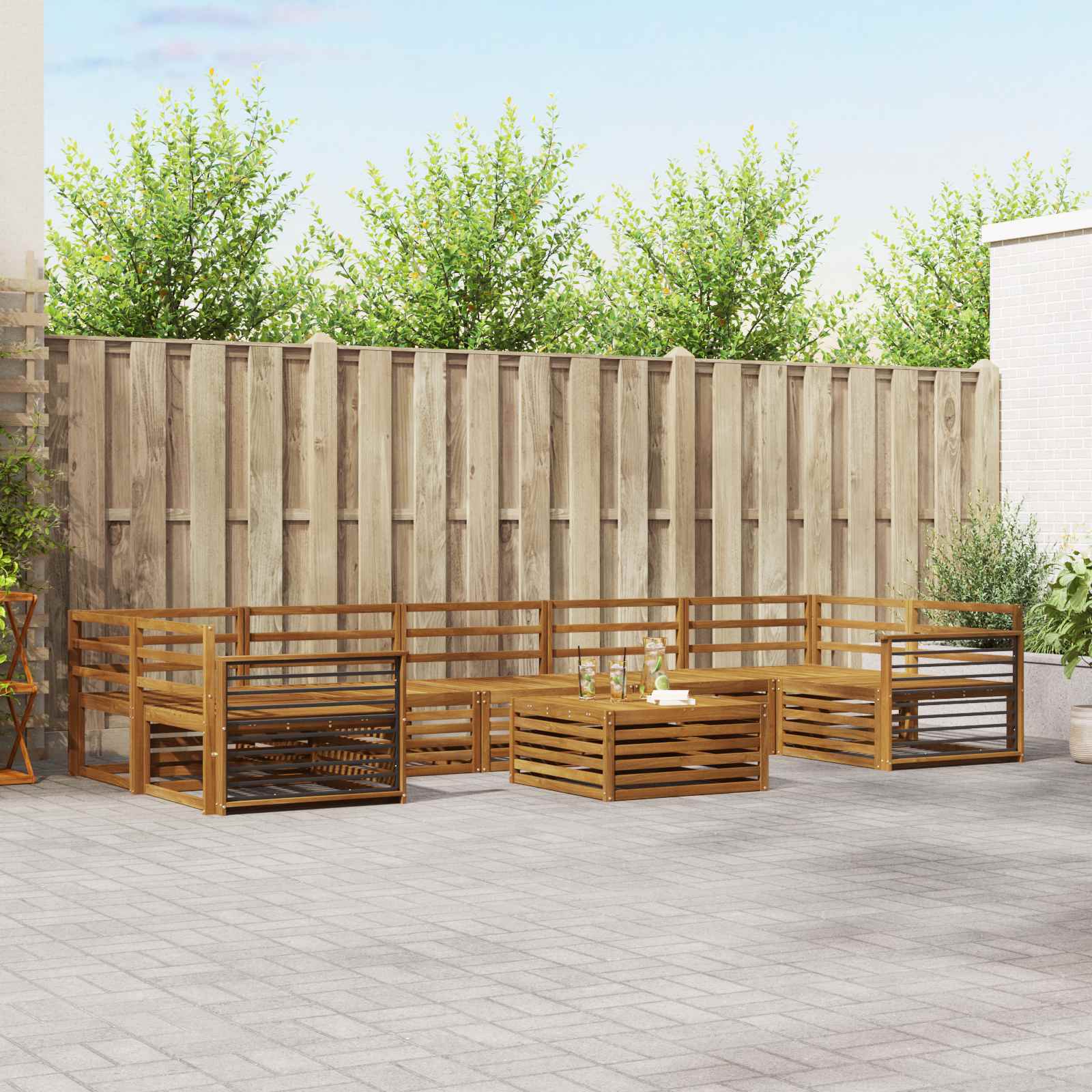 vidaXL Outdoor Sofa Set 8 pcs Natural Solid Acacia Wood 1