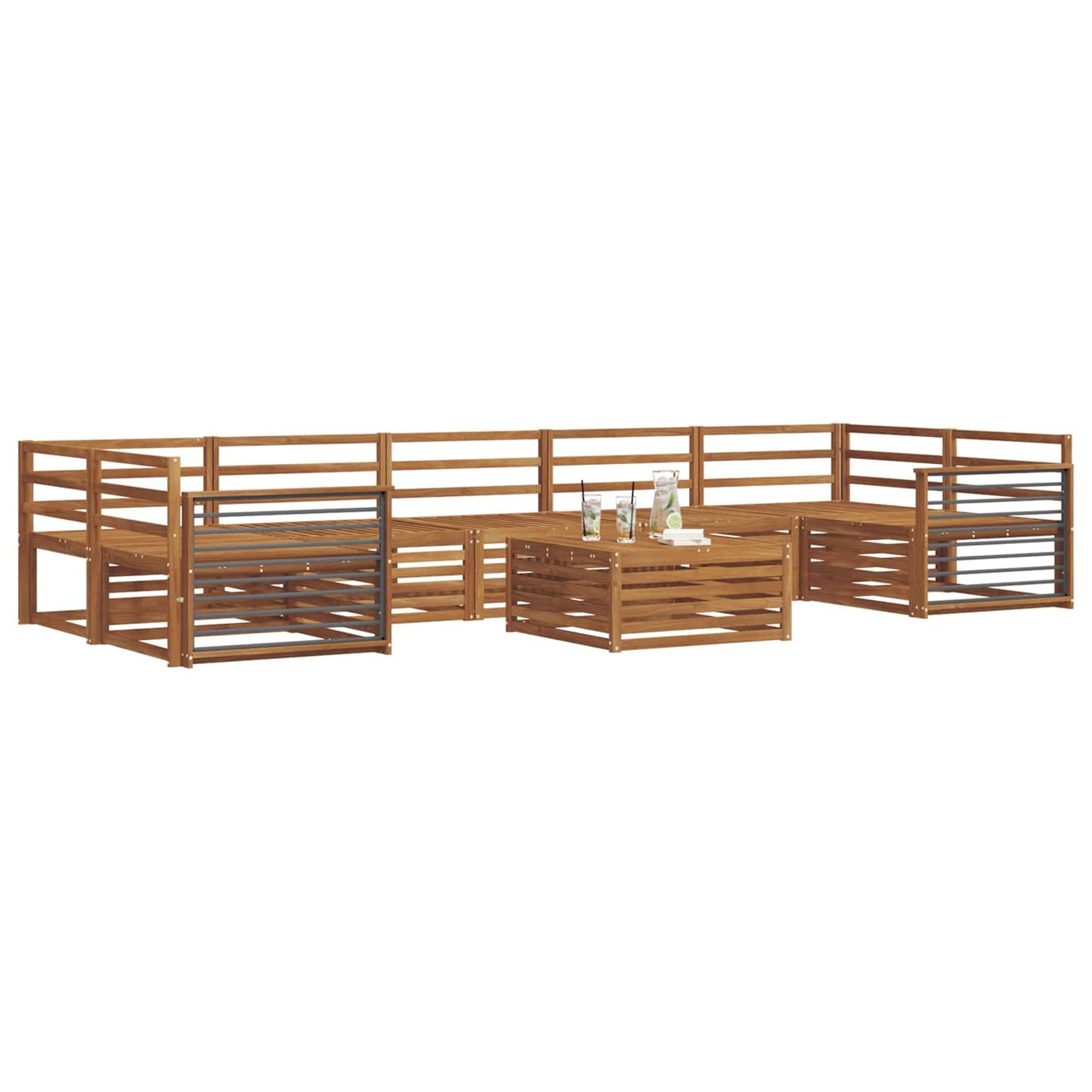 vidaXL Outdoor Sofa Set 8 pcs Natural Solid Acacia Wood 3
