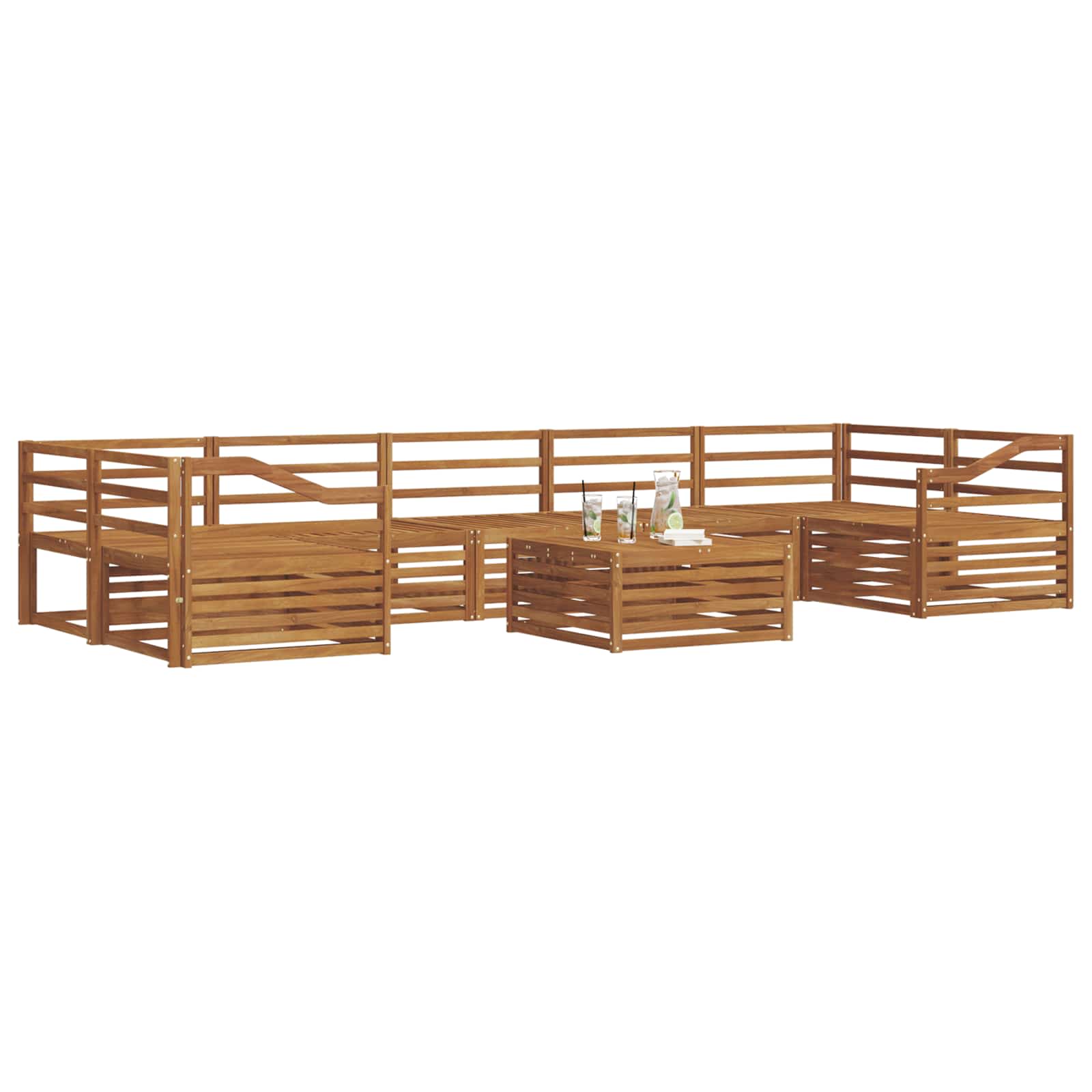 vidaXL Outdoor Sofa Set 8 pcs Natural Solid Acacia Wood 3
