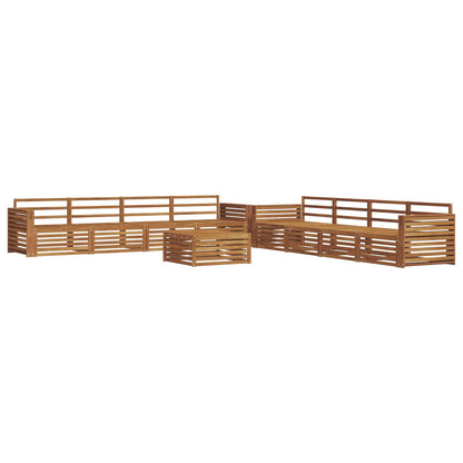 Outdoor Sofa Set 9 pcs Natural Solid Acacia Wood Wide flat