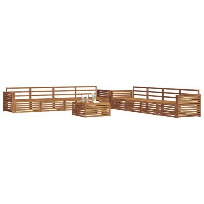 Outdoor Sofa Set 9 pcs Natural Solid Acacia Wood Wide flat