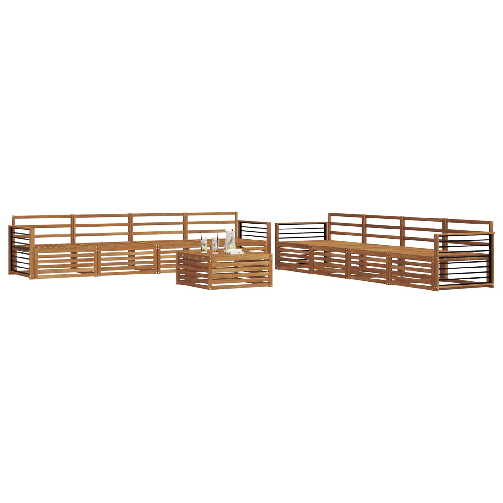 vidaXL Outdoor Sofa Set 9 pcs Natural Solid Acacia Wood 3