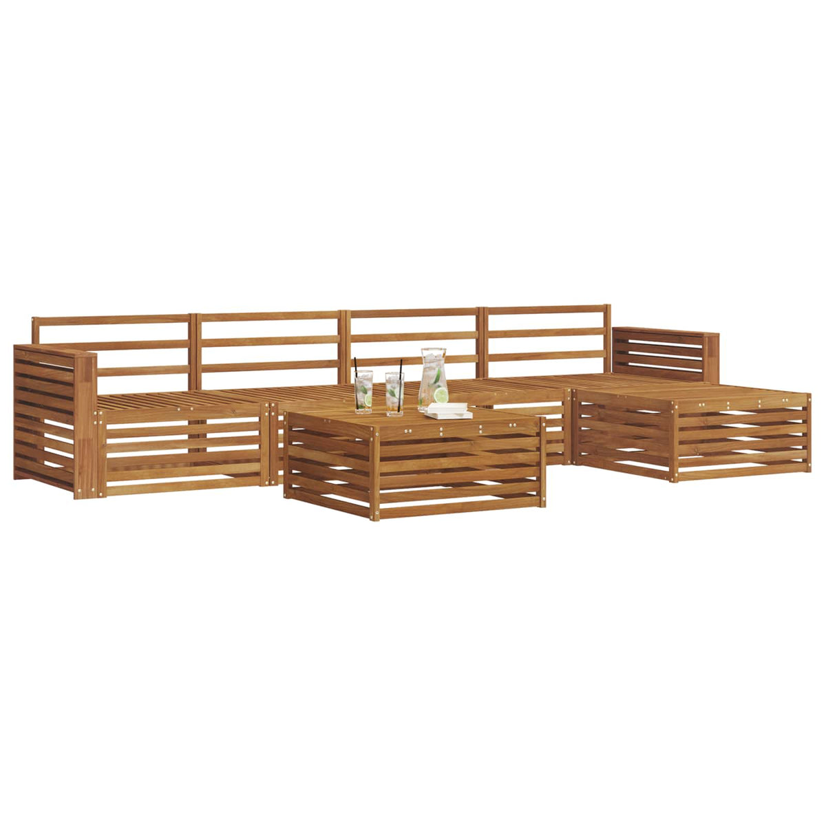 vidaXL Outdoor Sofa Set 6 pcs Natural Solid Acacia Wood 3