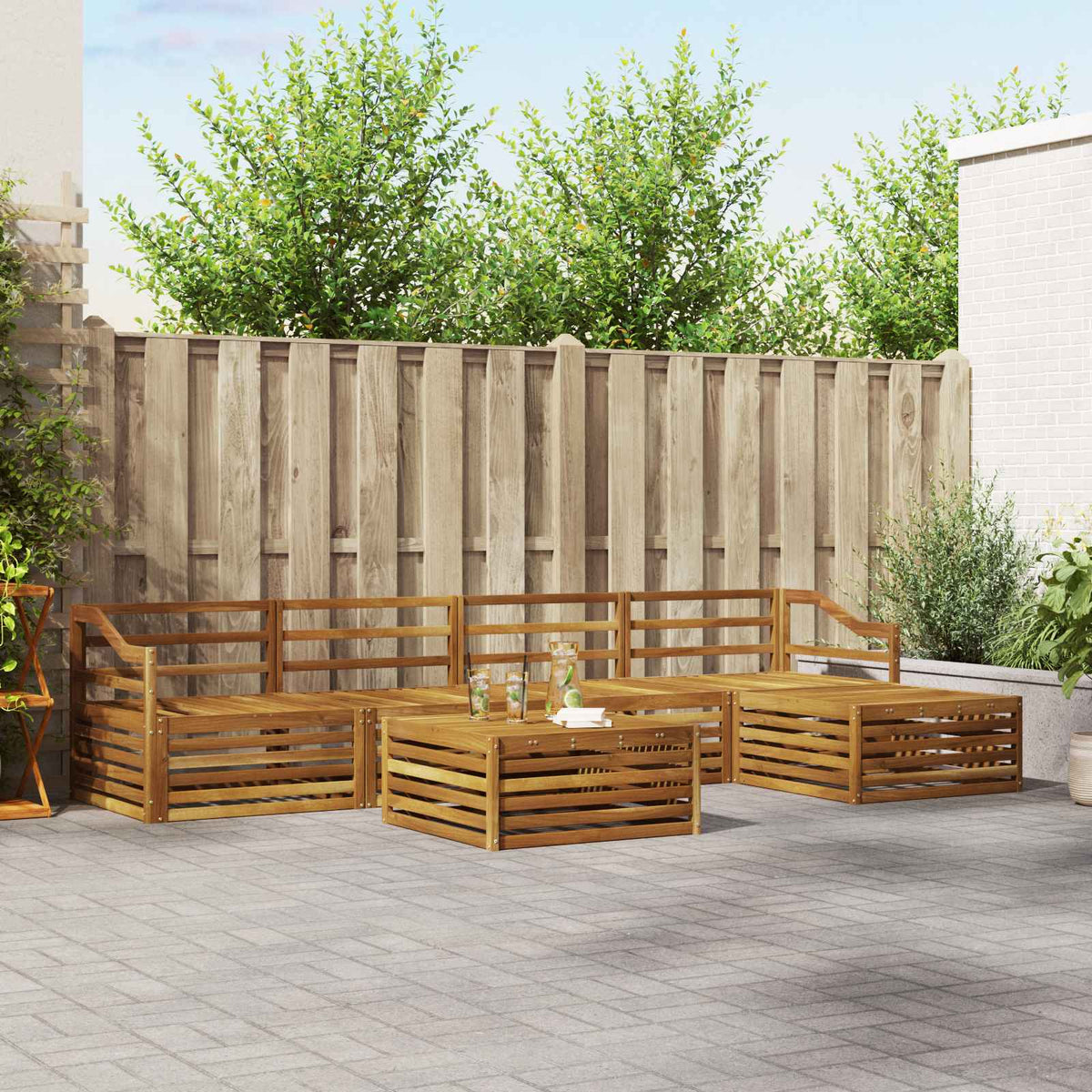 vidaXL Outdoor Sofa Set 6 pcs Natural Solid Acacia Wood 1