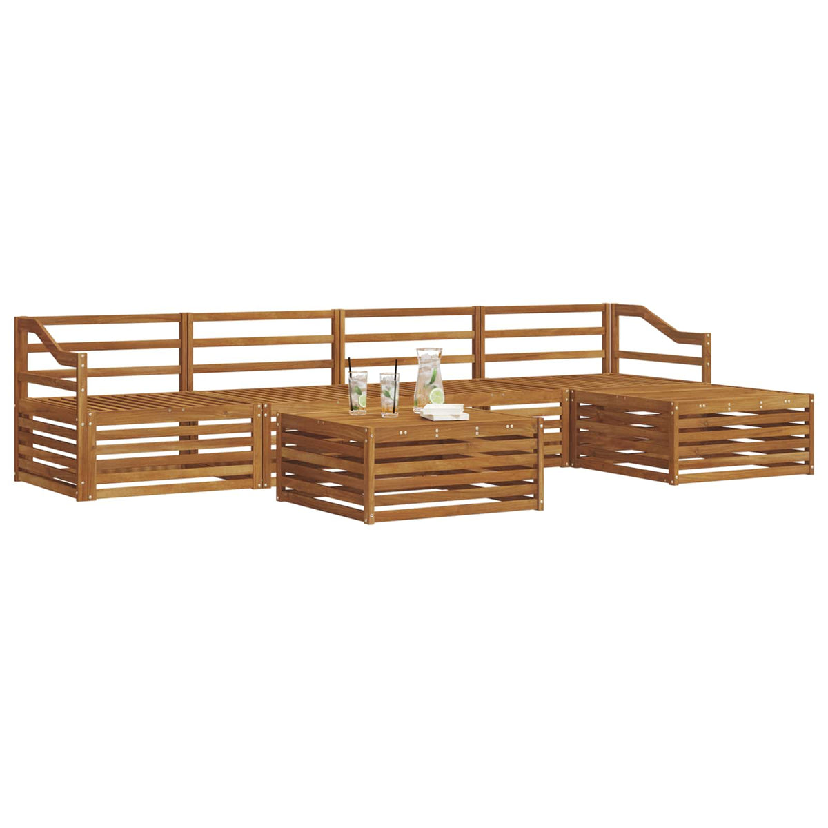 vidaXL Outdoor Sofa Set 6 pcs Natural Solid Acacia Wood 3