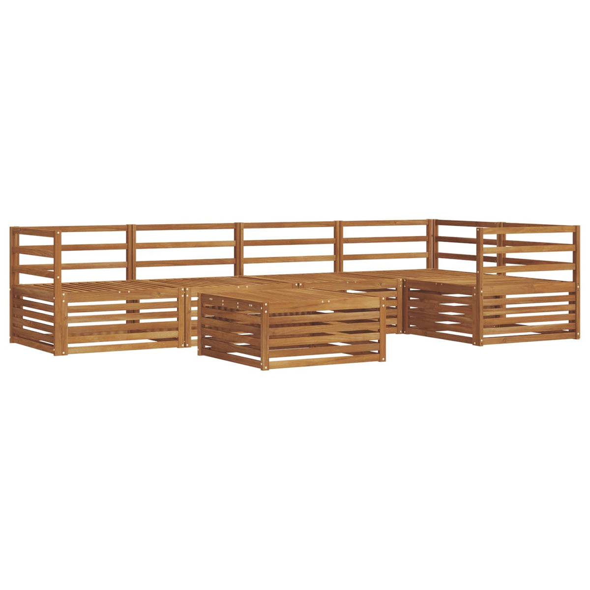 Outdoor Sofa Set 6 pcs Natural Horizontal slats