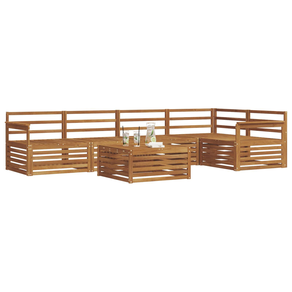 Outdoor Sofa Set 6 pcs Natural Open frame