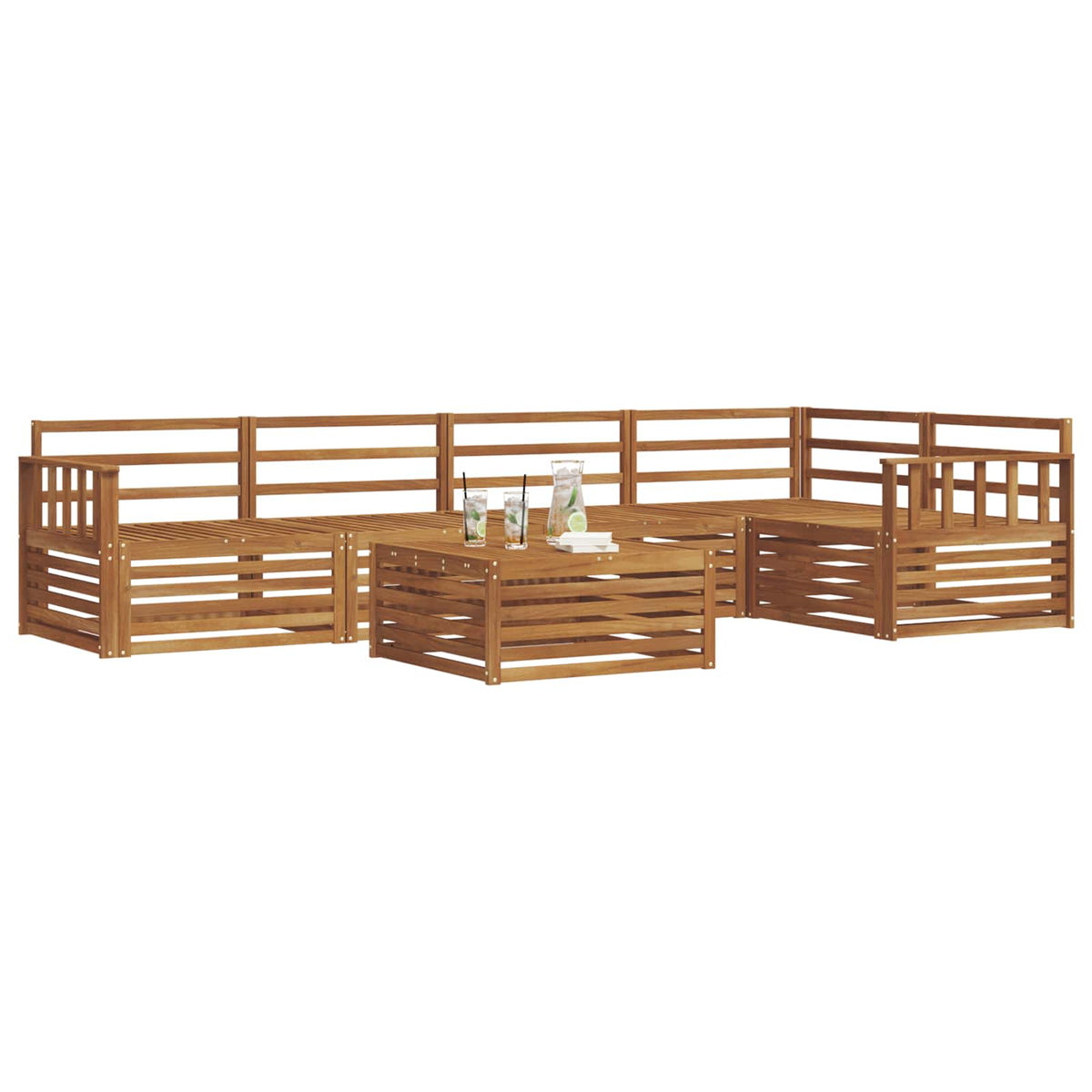 Outdoor Sofa Set 6 pcs Natural Vertical slats