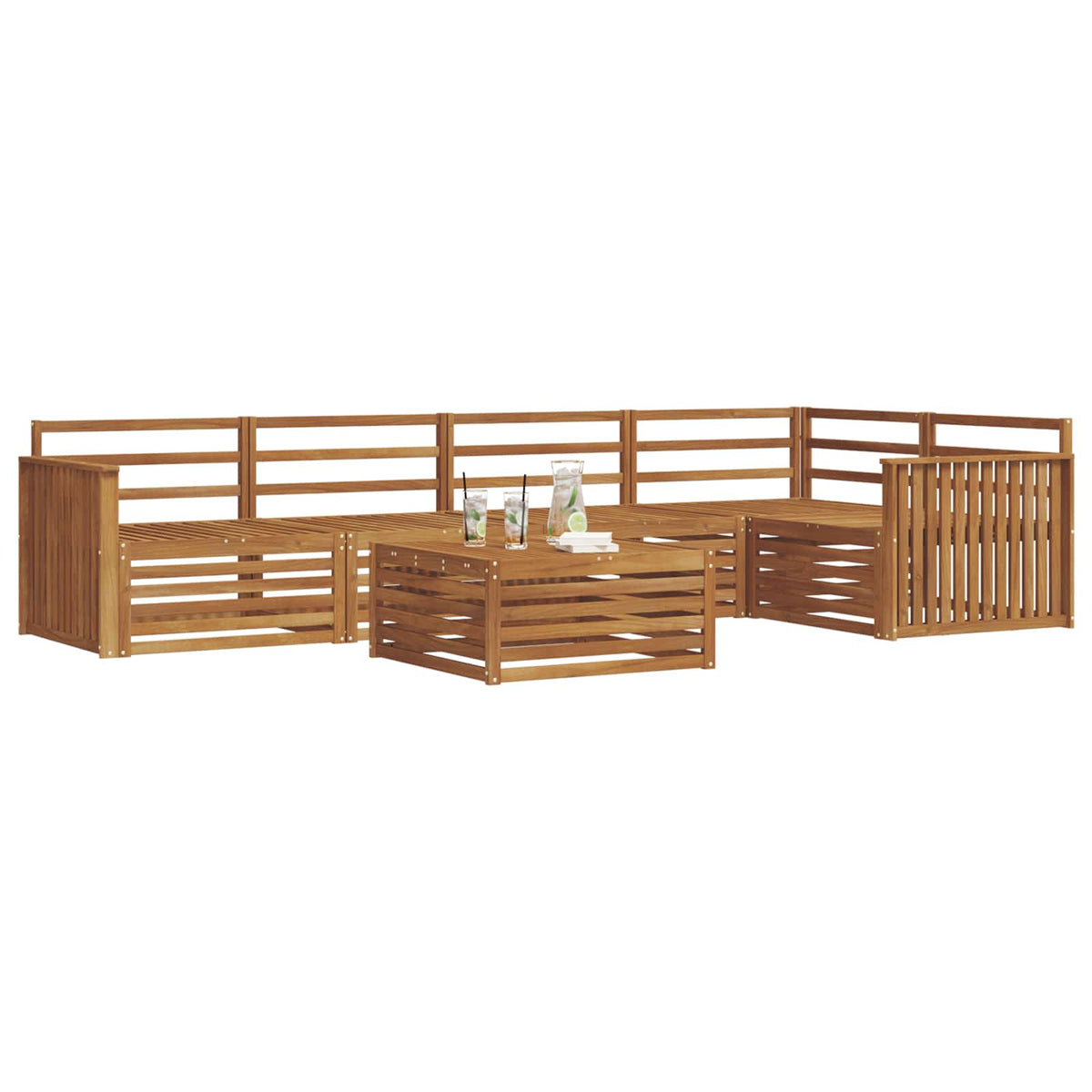 vidaXL Outdoor Sofa Set 6 pcs Natural 3
