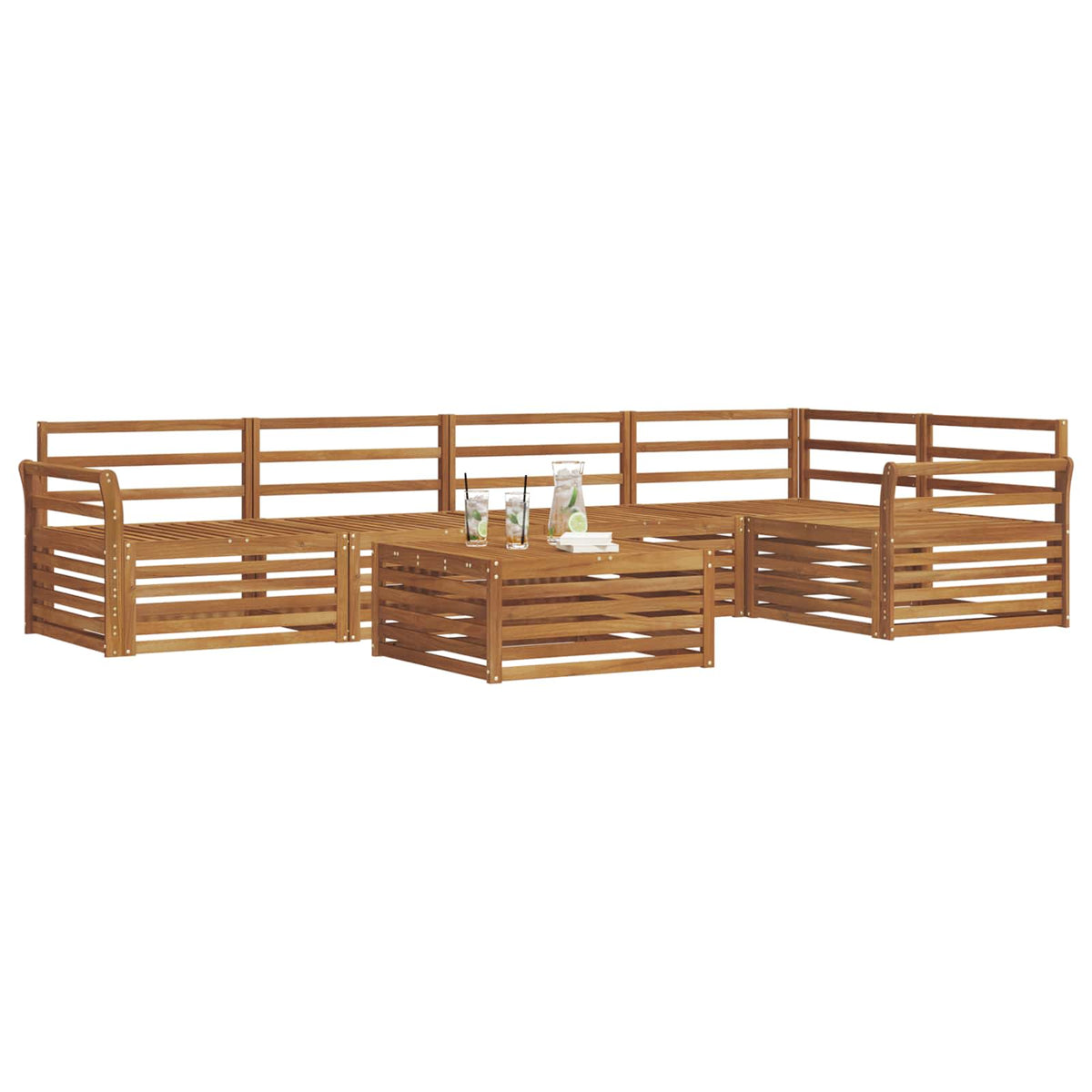 vidaXL Outdoor Sofa Set 6 pcs Natural 3