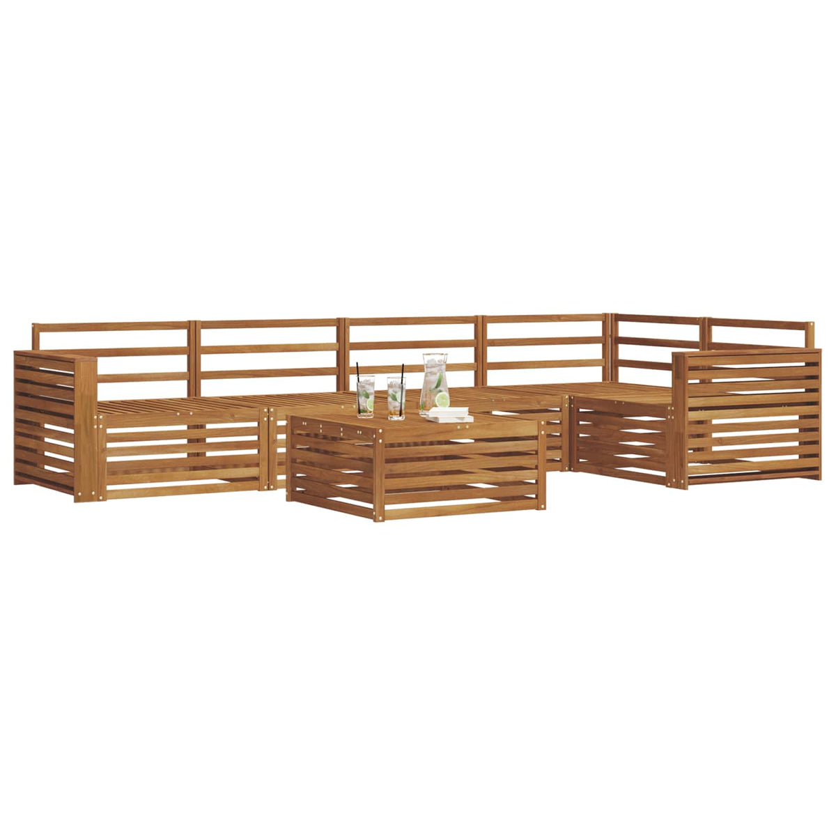 vidaXL Outdoor Sofa Set 6 pcs Natural 3