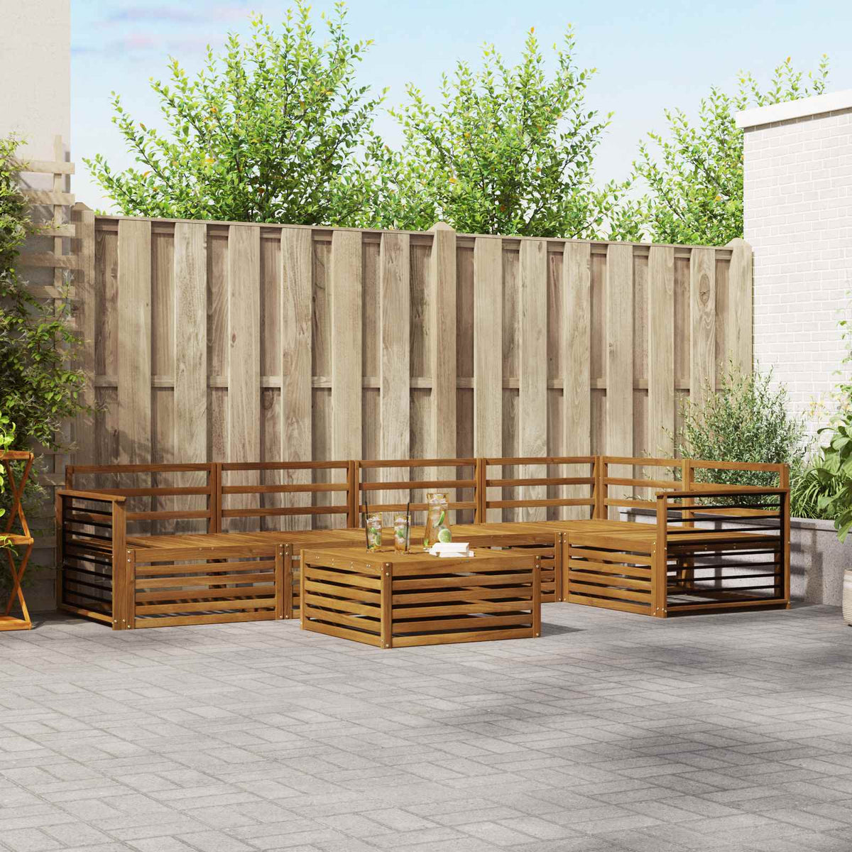 vidaXL Outdoor Sofa Set 6 pcs Natural 1