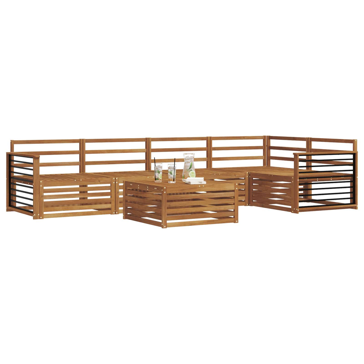 Outdoor Sofa Set 6 pcs Natural Straight