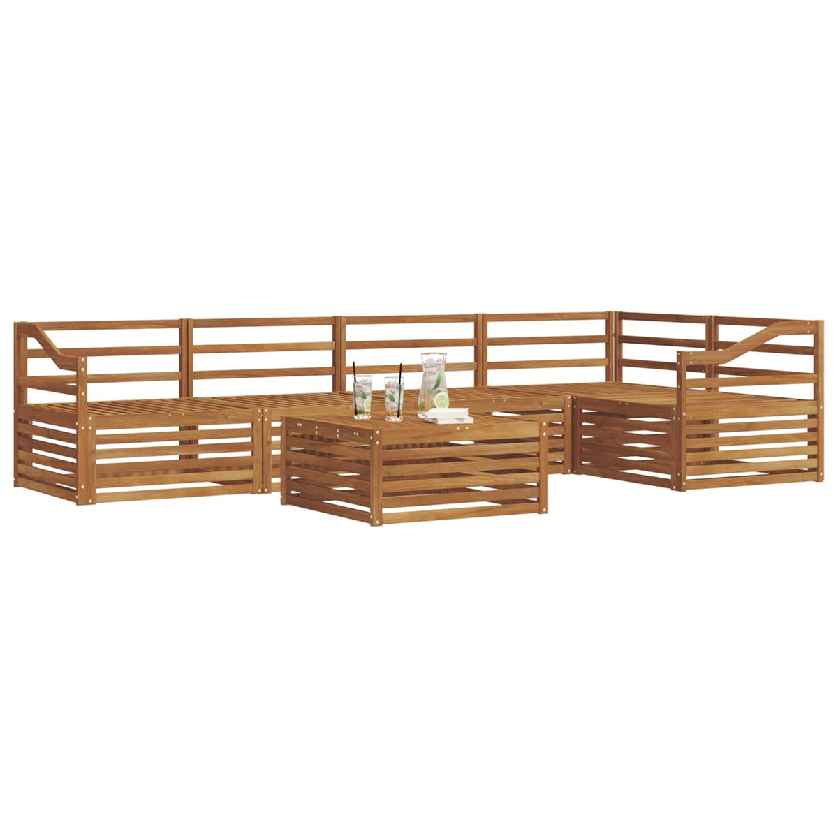 Outdoor Sofa Set 6 pcs Natural Sloped