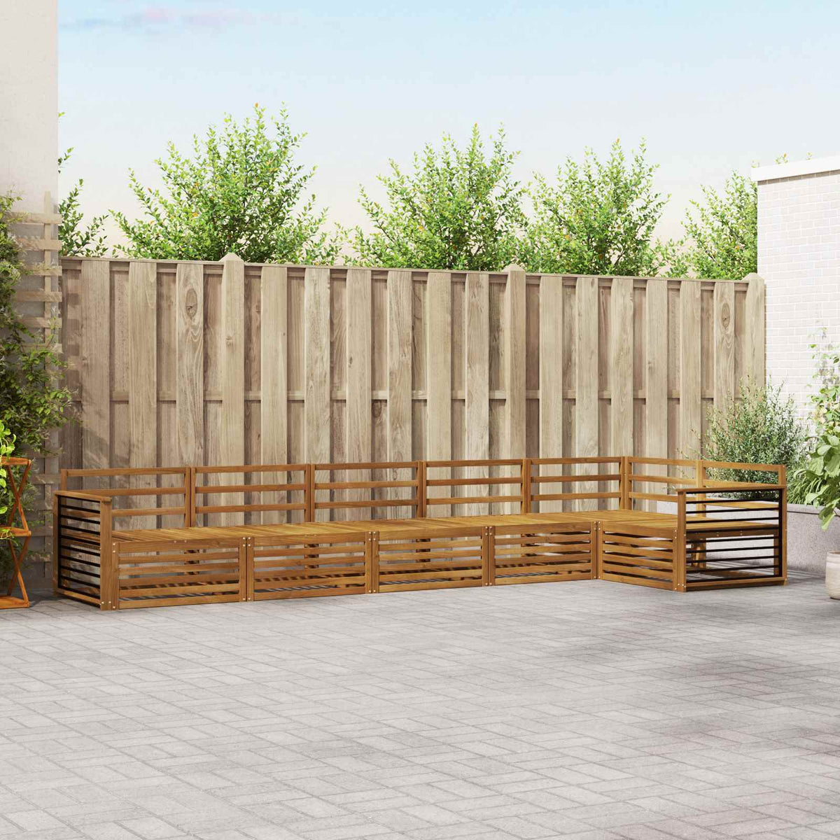 Outdoor Sofa Set 6 pcs Natural Straight