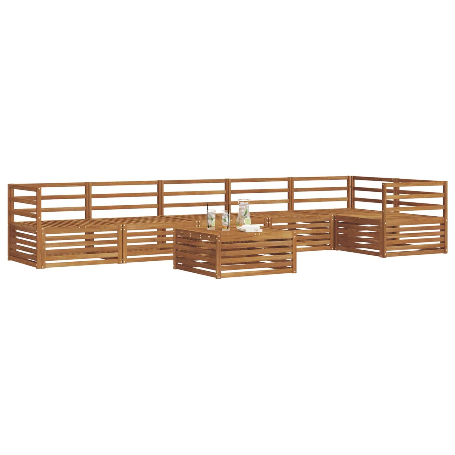 vidaXL Outdoor Sofa Set 7 pcs Natural 3