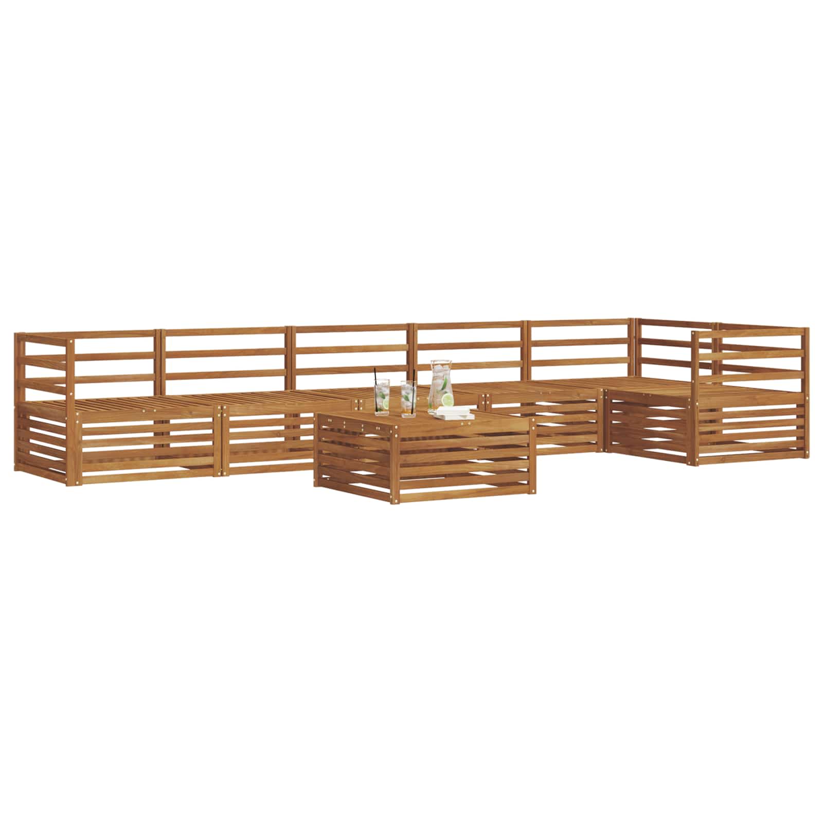 vidaXL Outdoor Sofa Set 7 pcs Natural 3