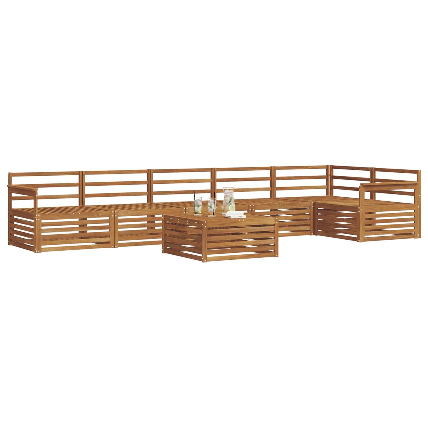 vidaXL Outdoor Sofa Set 7 pcs Natural 3
