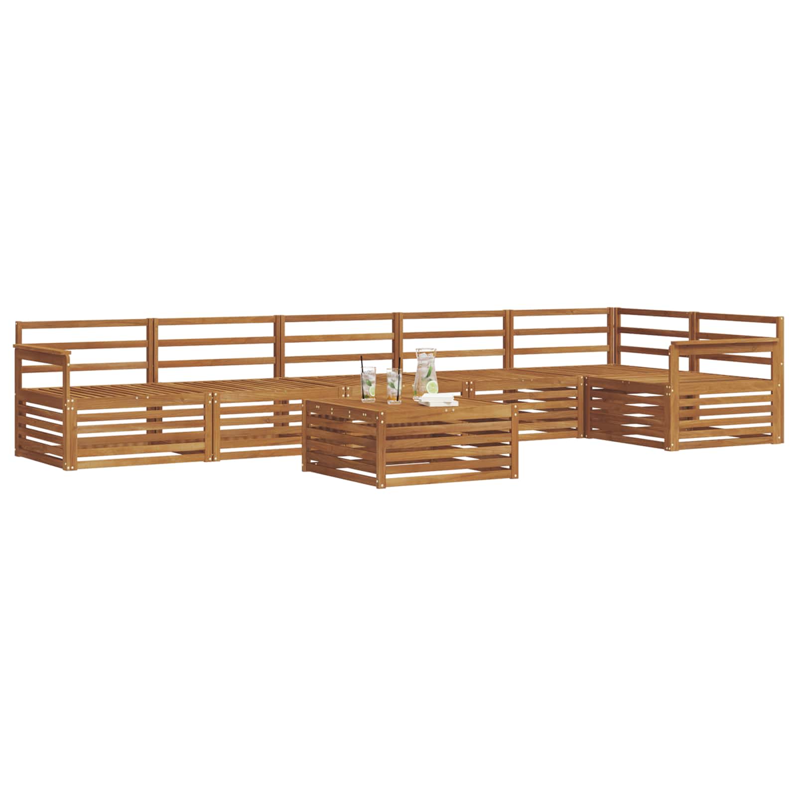 vidaXL Outdoor Sofa Set 7 pcs Natural 3