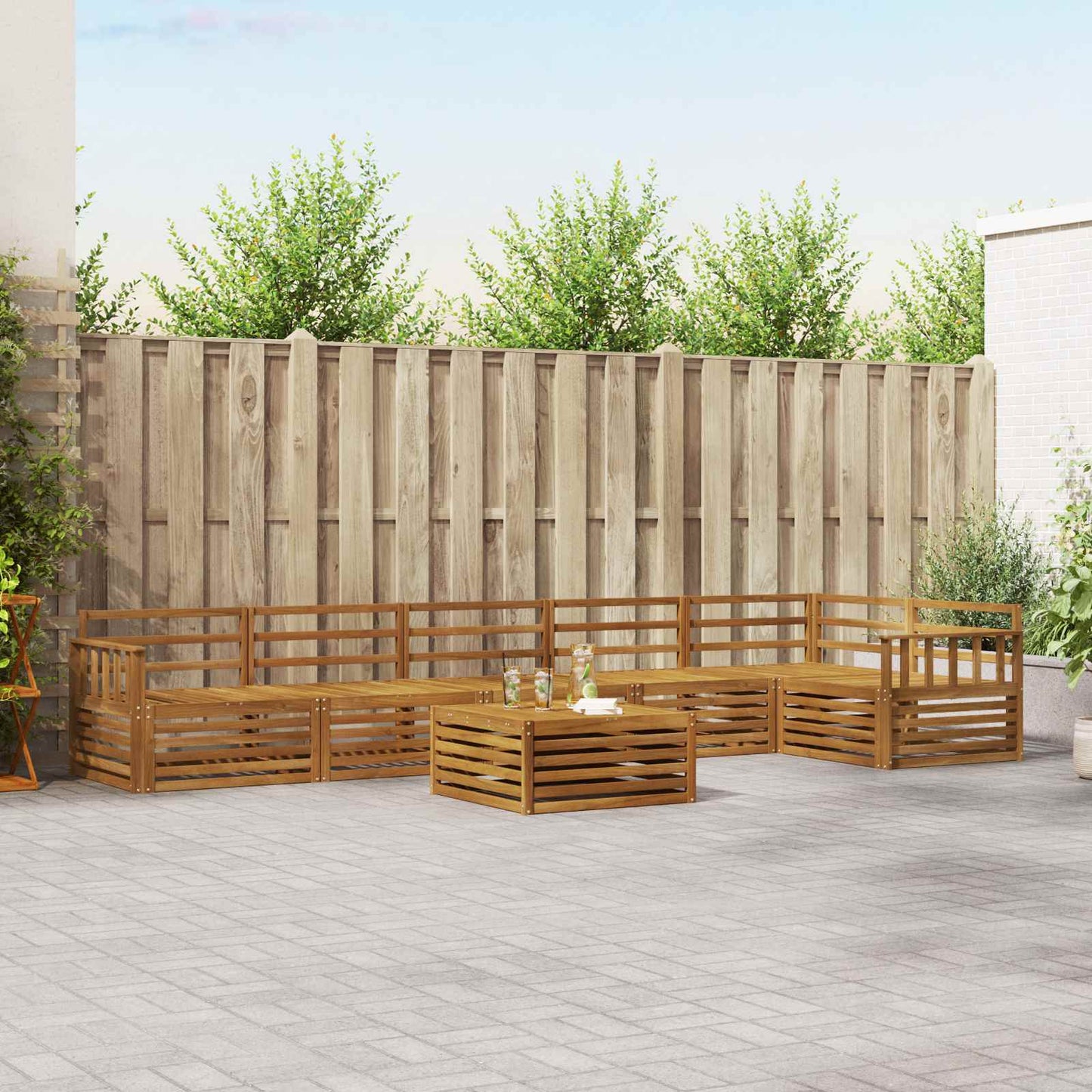 vidaXL Outdoor Sofa Set 7 pcs Natural 1
