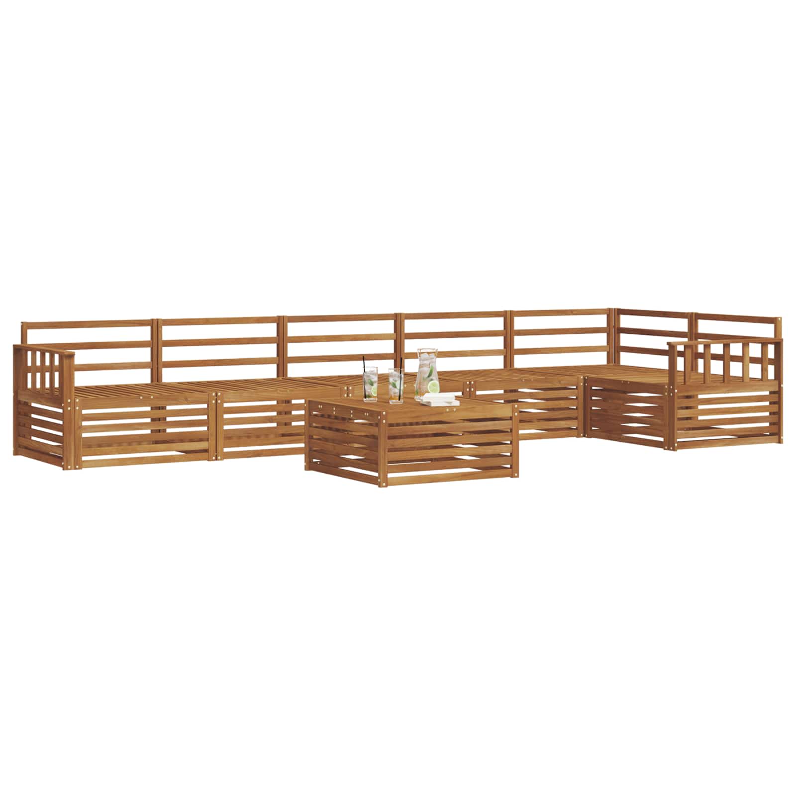 vidaXL Outdoor Sofa Set 7 pcs Natural 3