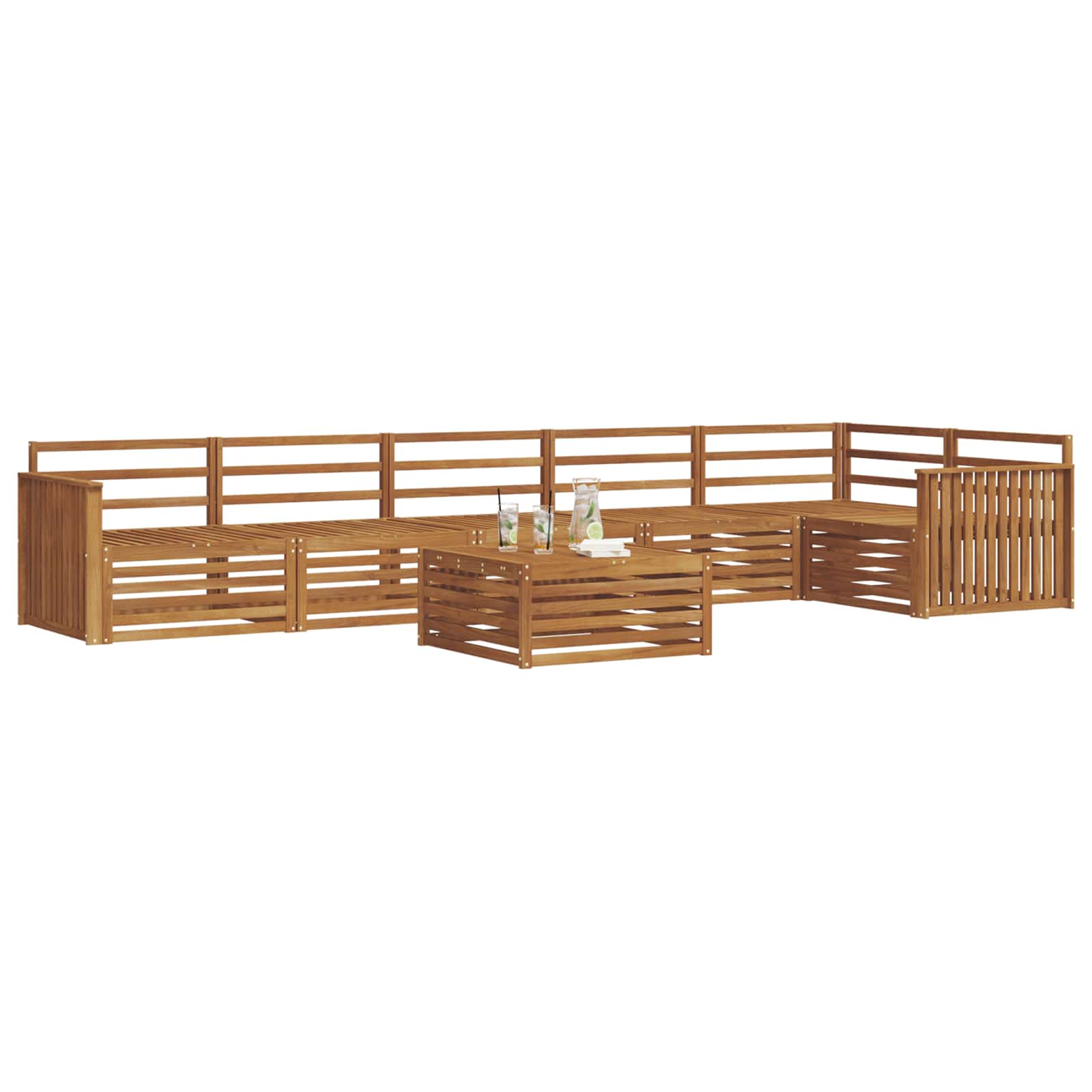 vidaXL Outdoor Sofa Set 7 pcs Natural 3
