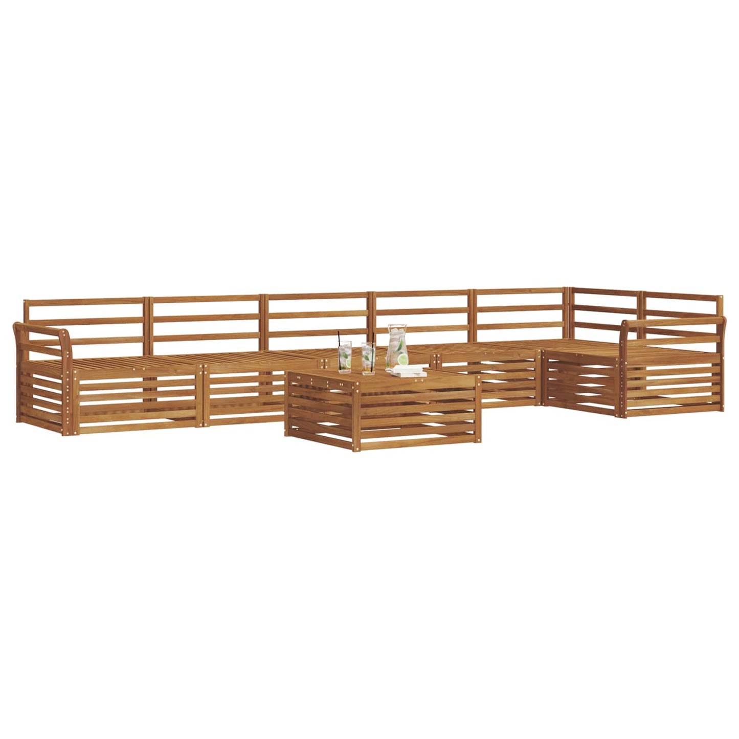 vidaXL Outdoor Sofa Set 7 pcs Natural 3