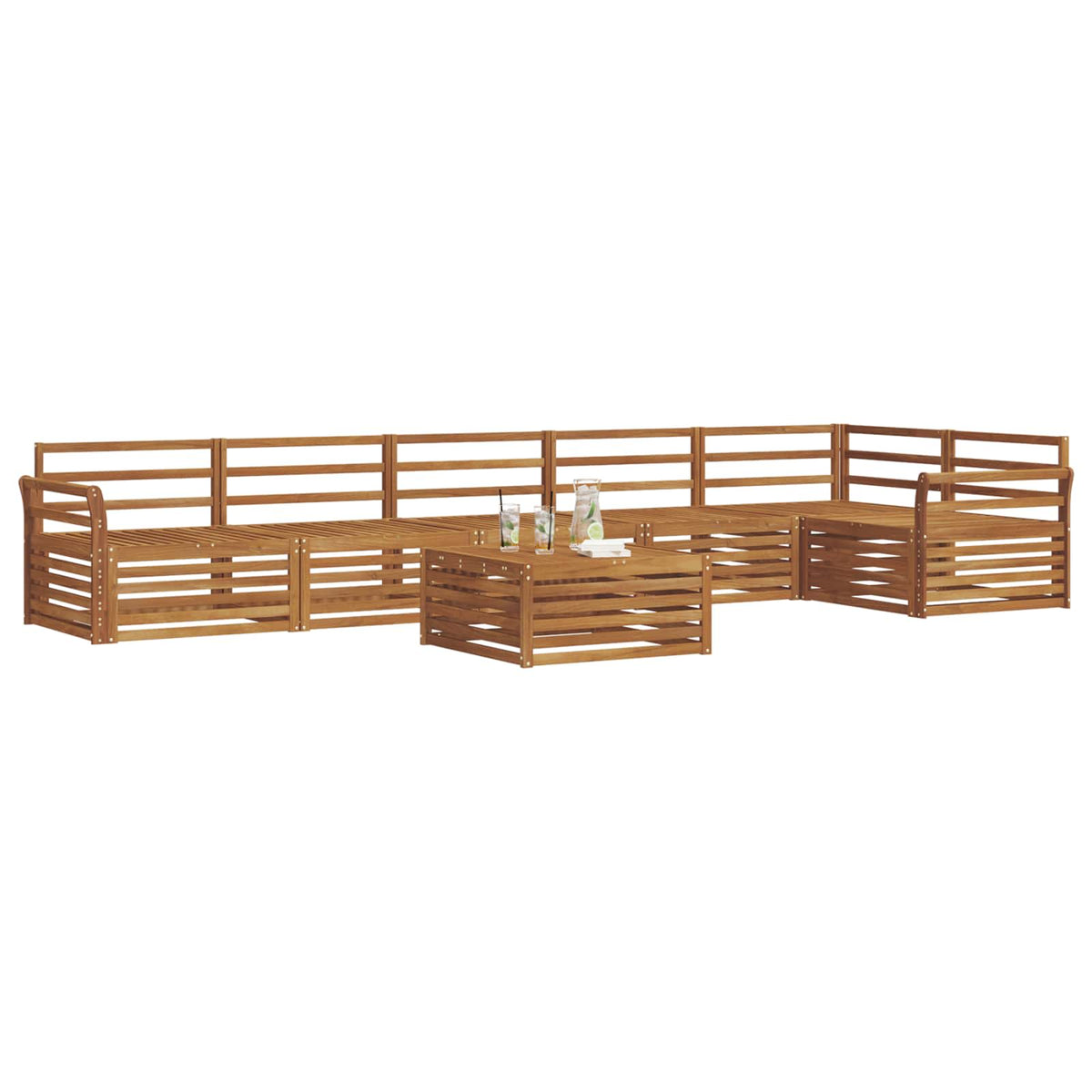 Outdoor Sofa Set 7 pcs Natural Curved