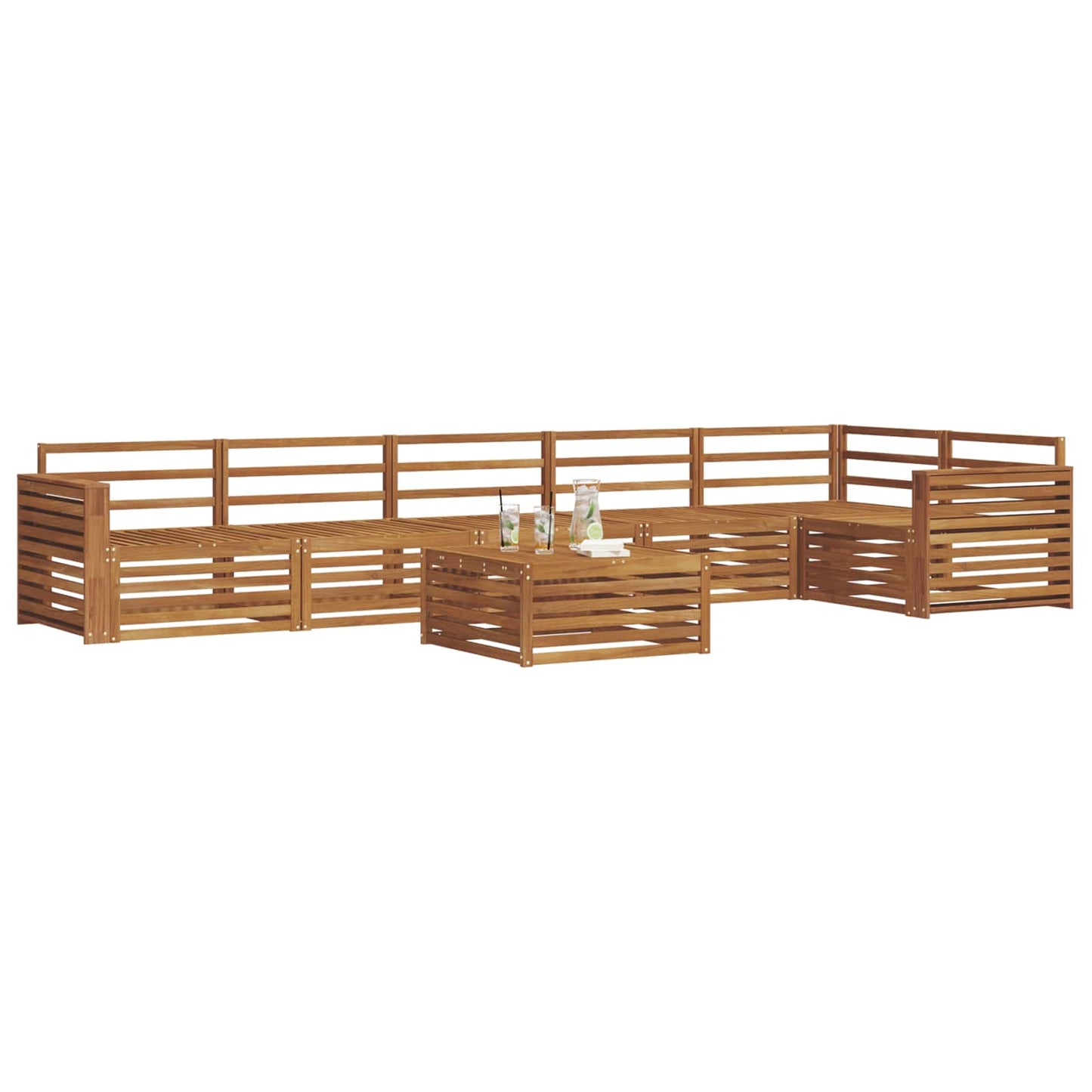 vidaXL Outdoor Sofa Set 7 pcs Natural 3