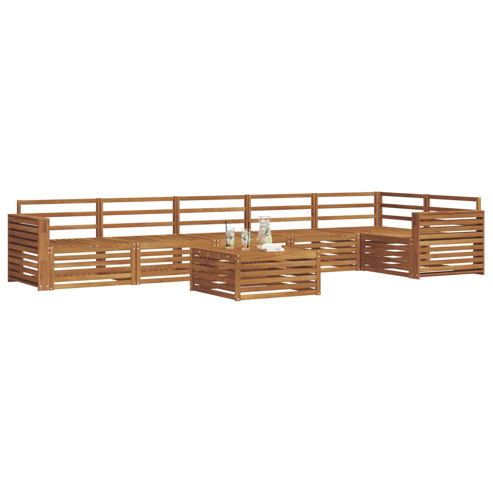 vidaXL Outdoor Sofa Set 7 pcs Natural 3