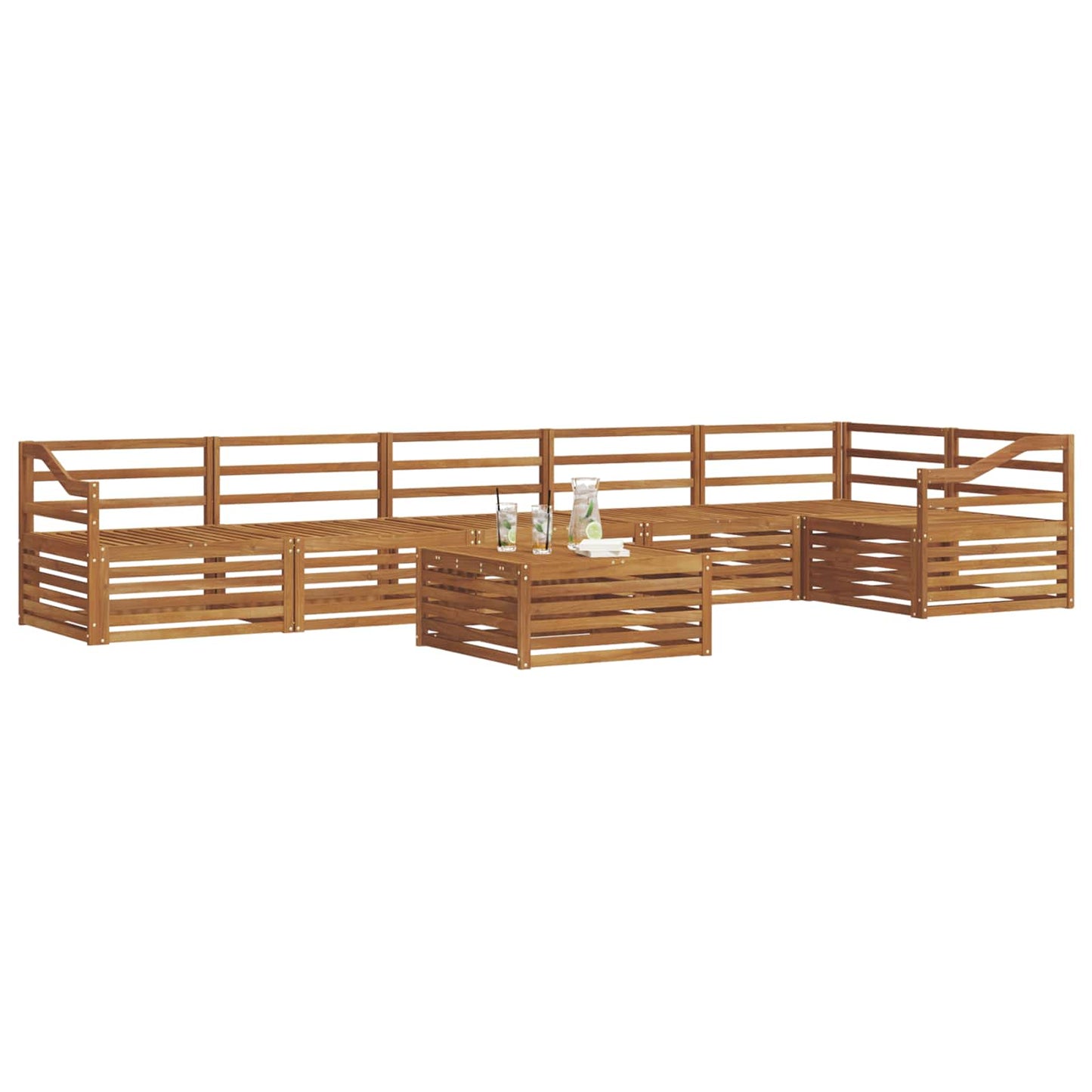 vidaXL Outdoor Sofa Set 7 pcs Natural 3