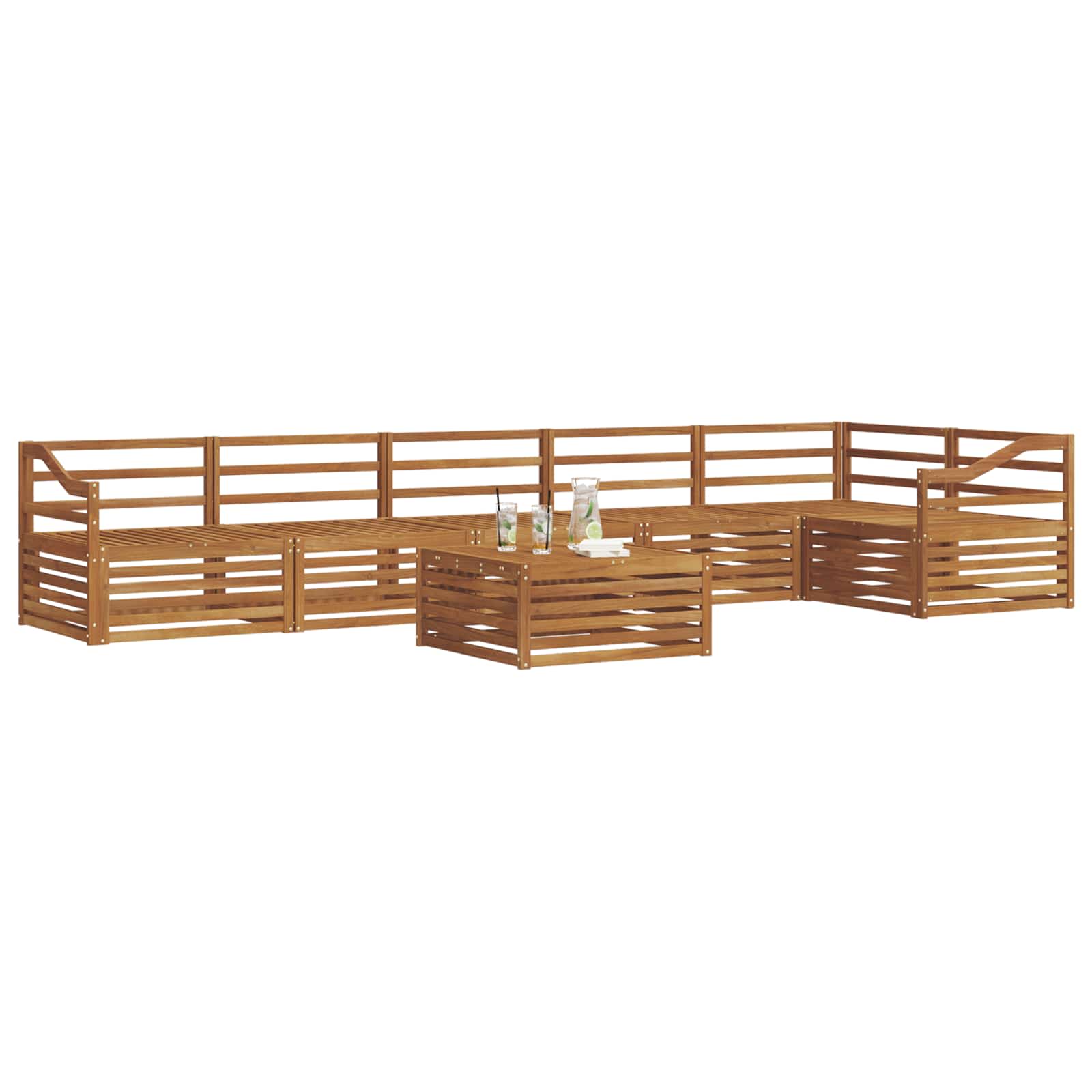 vidaXL Outdoor Sofa Set 7 pcs Natural 3