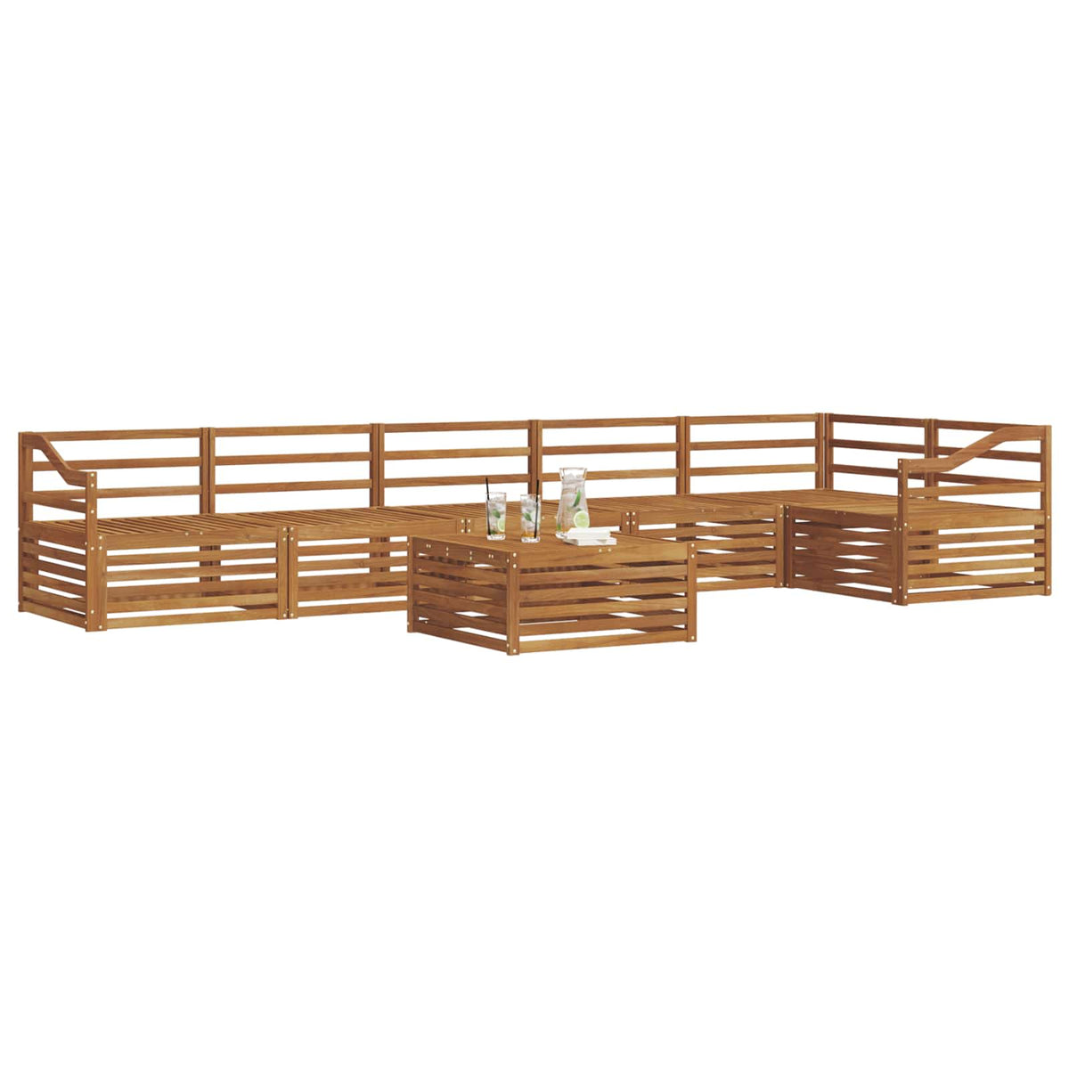 Outdoor Sofa Set 7 pcs Natural Sloped