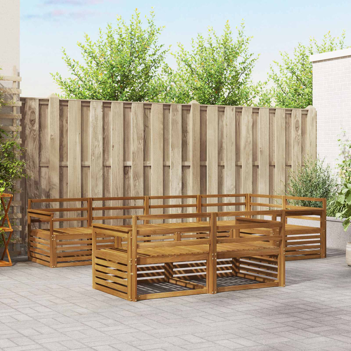 Outdoor Sofa Set 7 pcs Natural Solid Acacia Wood Open frame