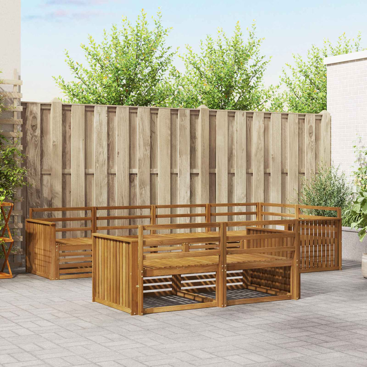 Outdoor Sofa Set 7 pcs Natural Solid Acacia Wood Track