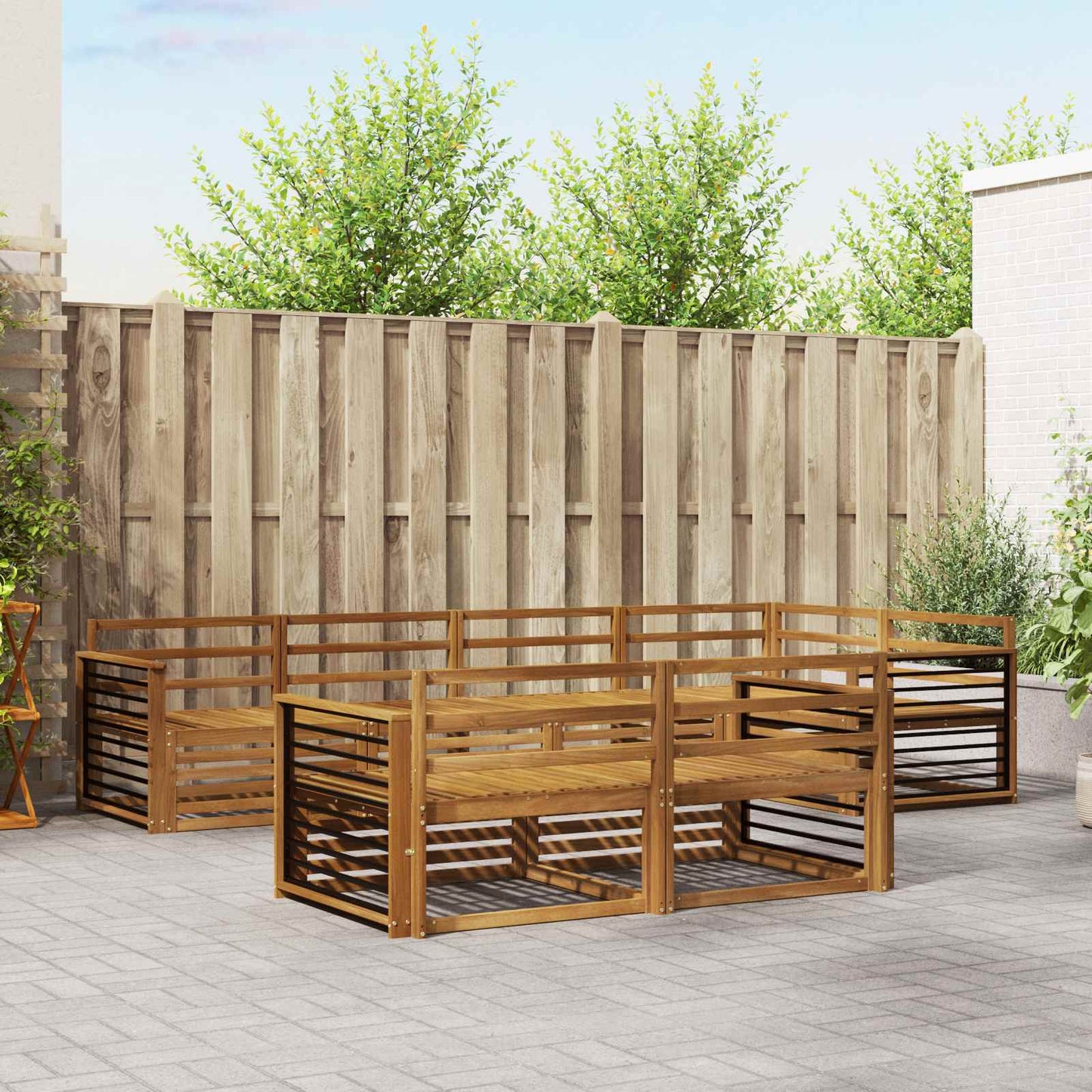 vidaXL Outdoor Sofa Set 7 pcs Natural Solid Acacia Wood 1