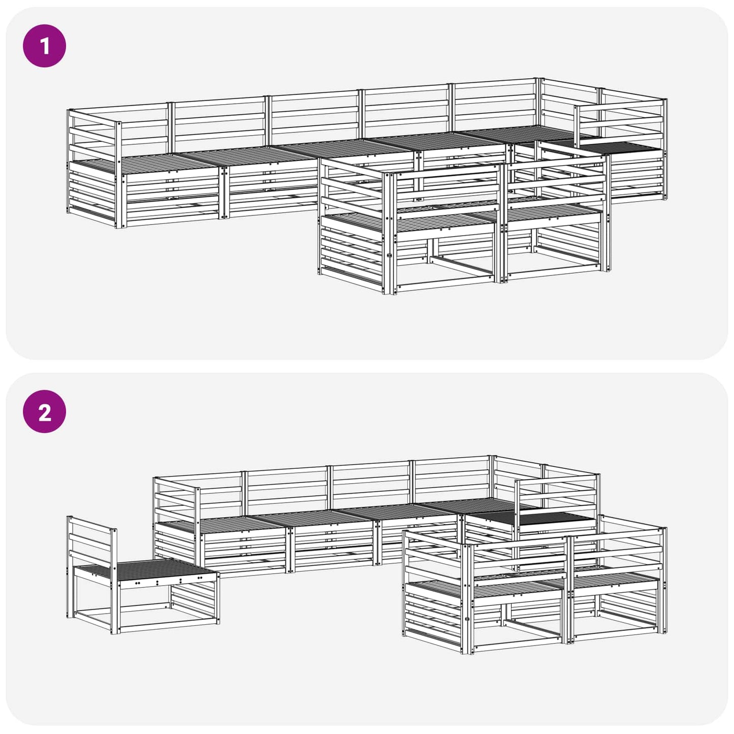 vidaXL Outdoor Sofa Set 8 pcs Natural Solid Acacia Wood 6