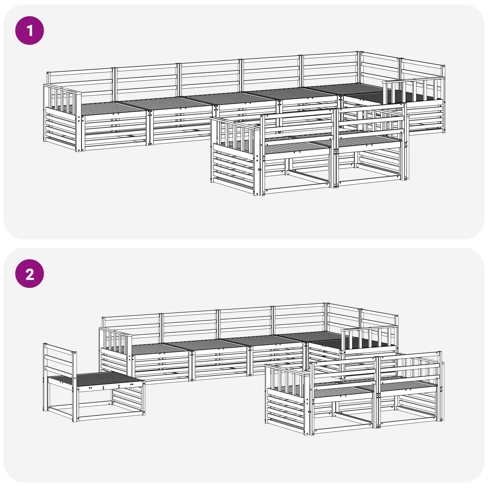 vidaXL Outdoor Sofa Set 8 pcs Natural Solid Acacia Wood 6