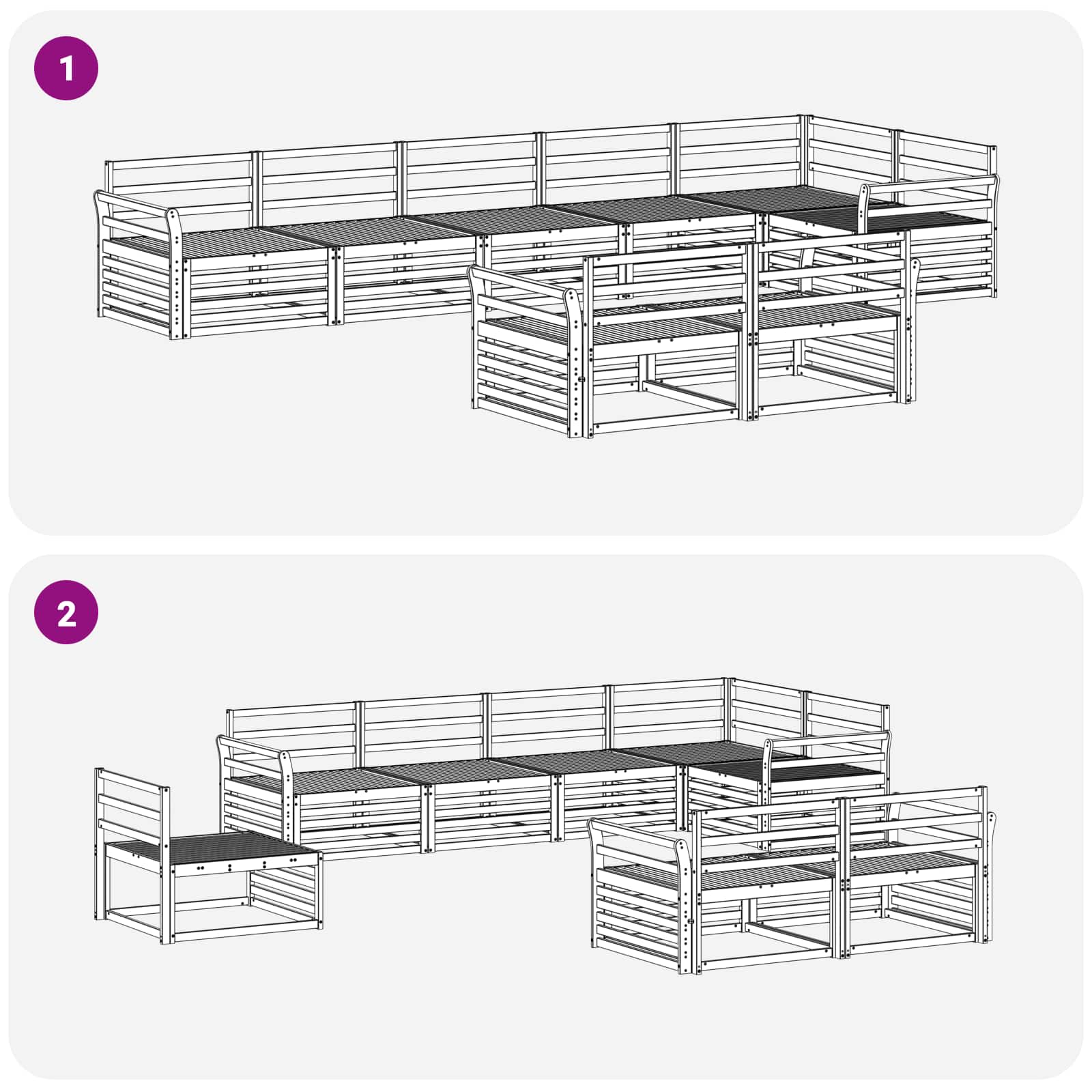 vidaXL Outdoor Sofa Set 8 pcs Natural Solid Acacia Wood 6