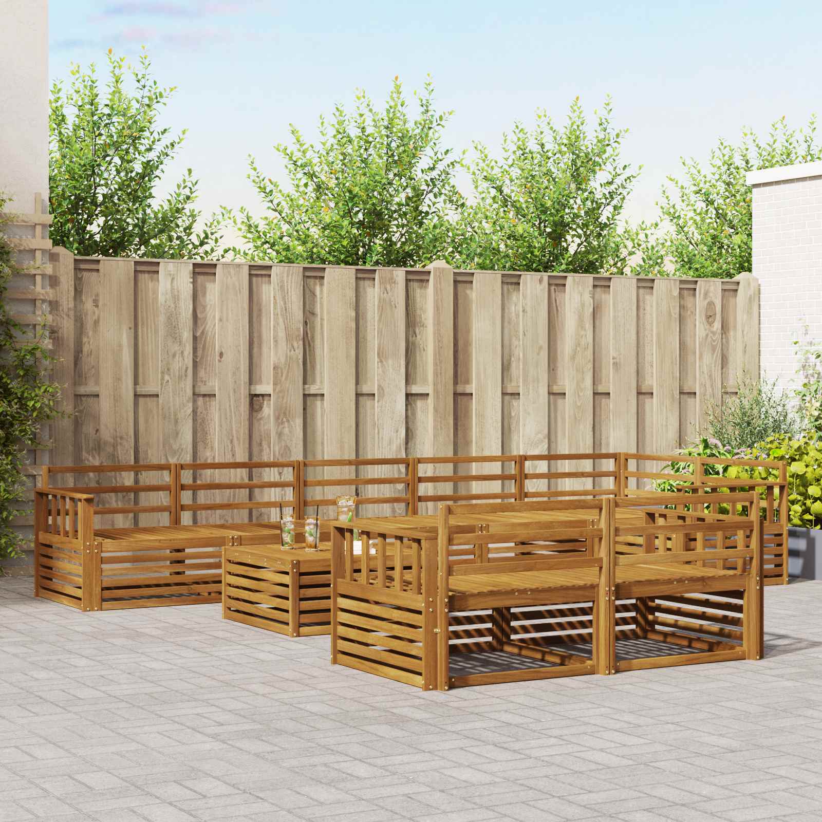 vidaXL Outdoor Sofa Set 9 pcs Natural Solid Acacia Wood 1