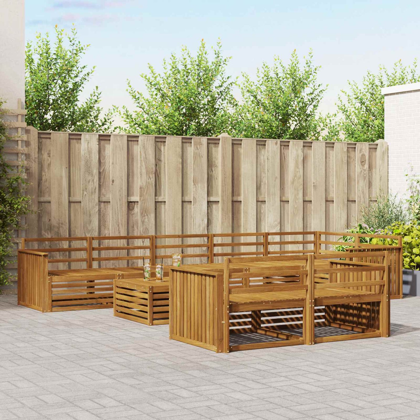 vidaXL Outdoor Sofa Set 9 pcs Natural Solid Acacia Wood 1