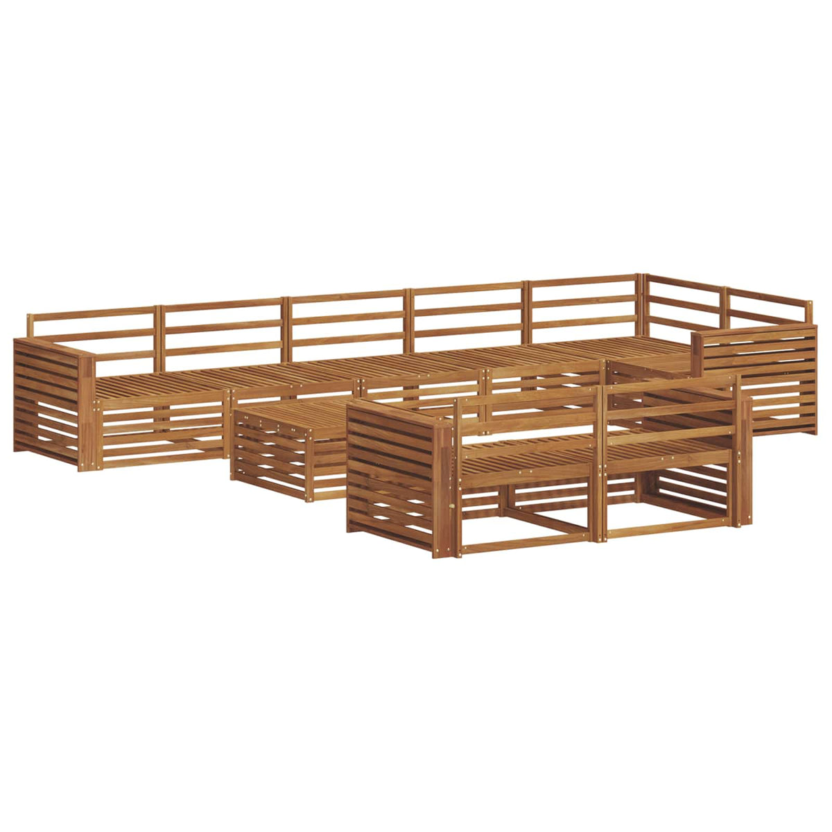 Outdoor Sofa Set 9 pcs Natural Solid Acacia Wood Wide flat