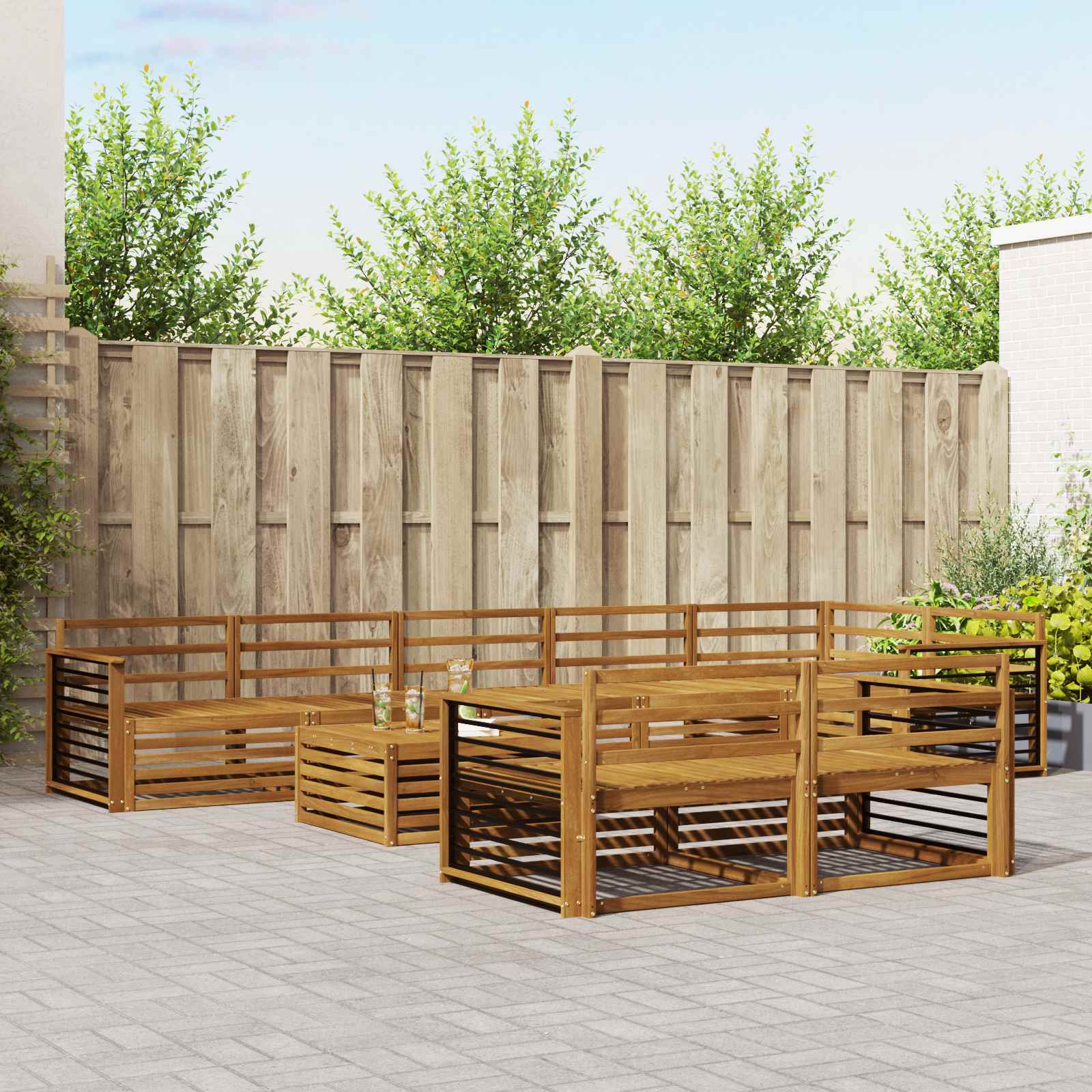 vidaXL Outdoor Sofa Set 9 pcs Natural Solid Acacia Wood 1